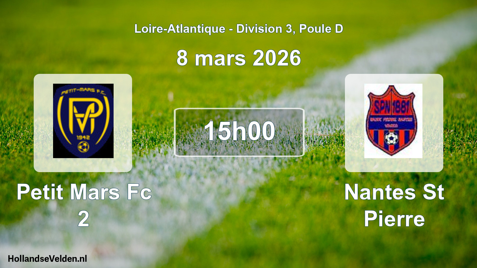 Geplande wedstrijd: Petit Mars Fc 2 - Nantes St Pierre (8 mars 2026)