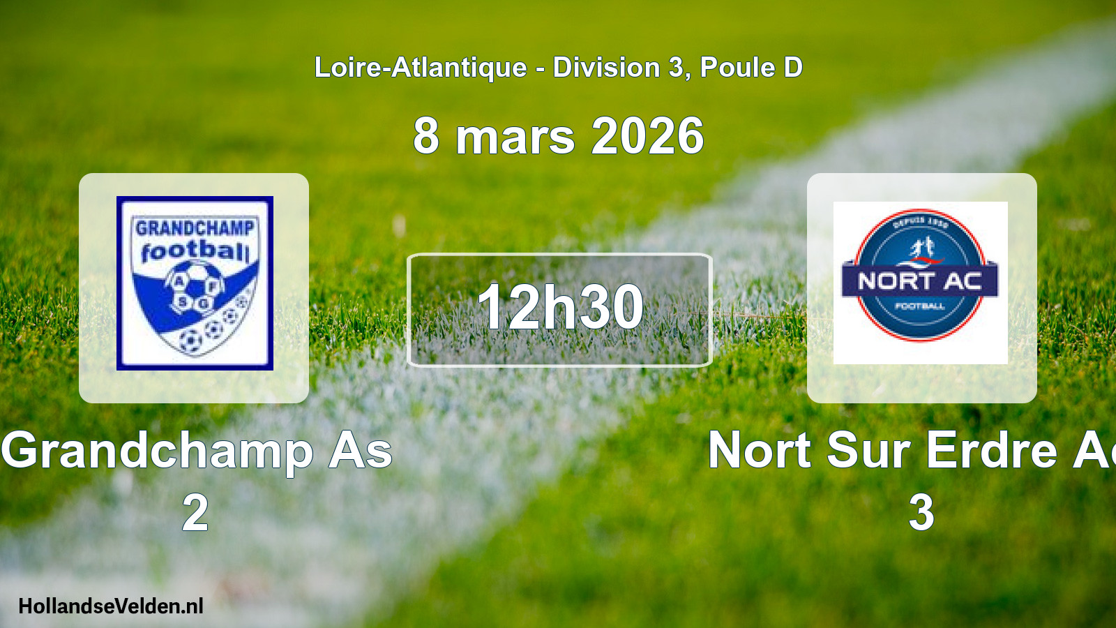 Geplande wedstrijd: Grandchamp As 2 - Nort Sur Erdre Ac 3 (8 maart 2026)