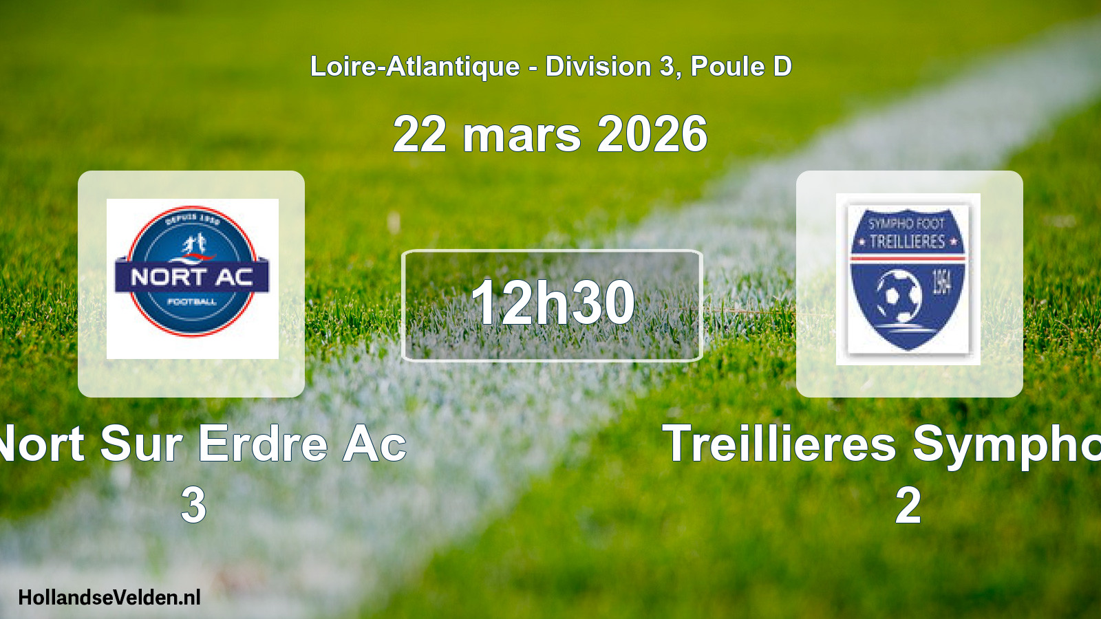 Geplande wedstrijd: Nort Sur Erdre Ac 3 - Treillieres Sympho F 2 (22 mars 2026)