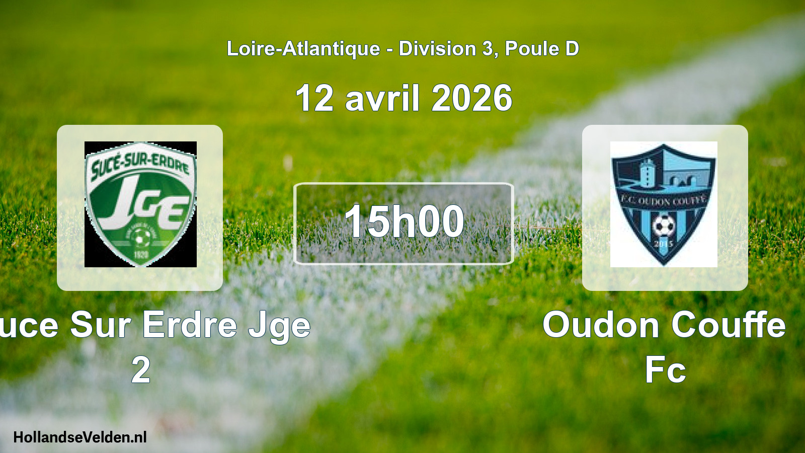Geplande wedstrijd: Suce Sur Erdre Jge 2 - Oudon Couffe Fc (12 avril 2026)