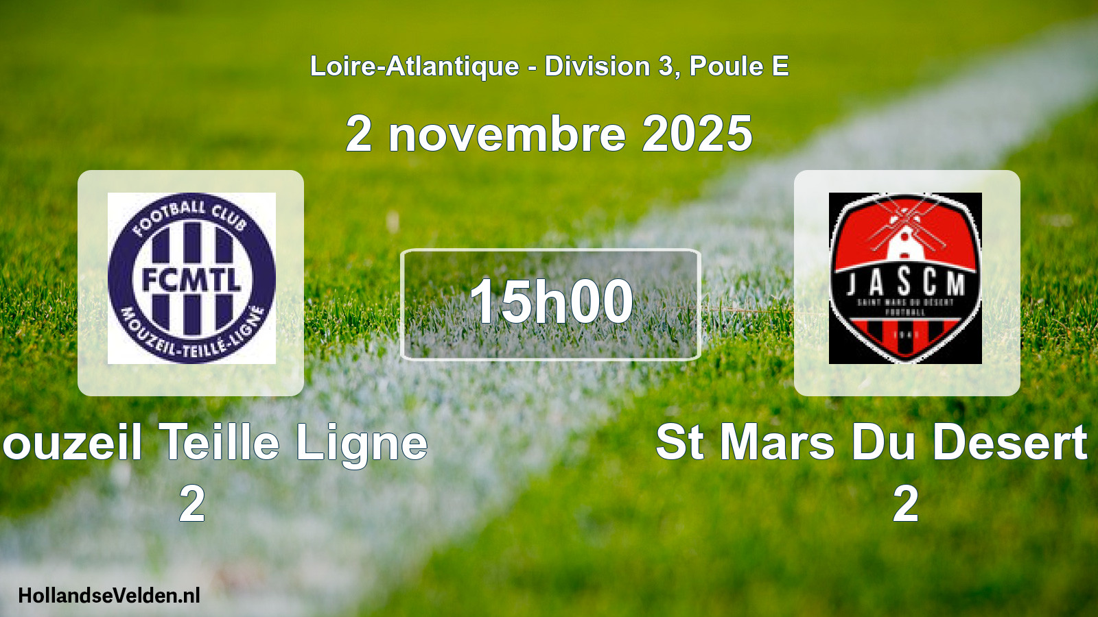 Scheduled Match: Mouzeil Teille Ligne 2 - St Mars Du Desert Ja 2 (2 November 2025)