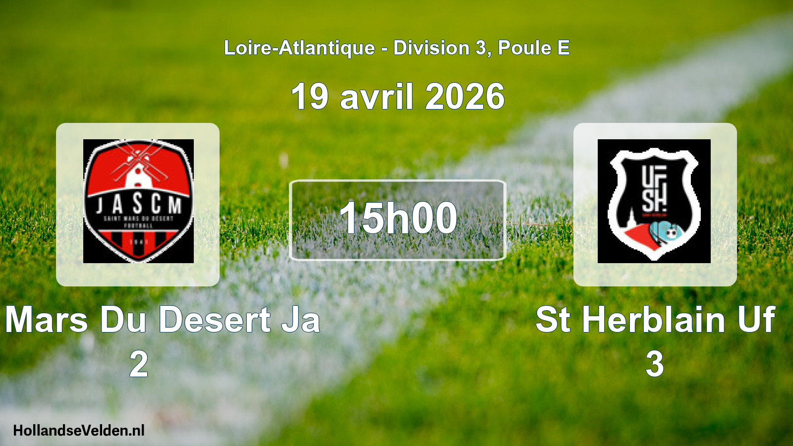 Geplande wedstrijd: St Mars Du Desert Ja 2 - St Herblain Uf 3 (19 avril 2026)