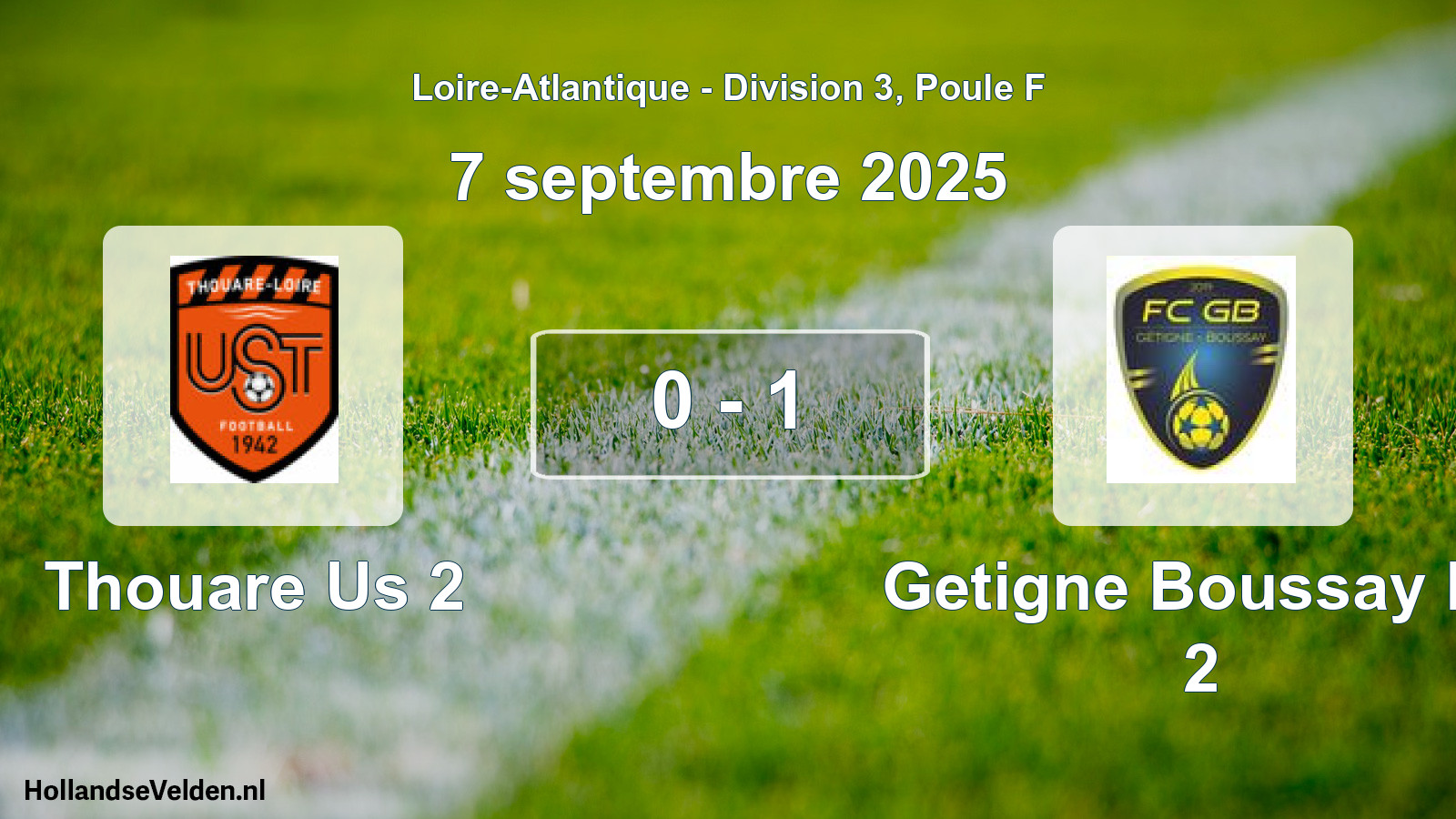 Gespeelde wedstrijd: Thouare Us 2 - Getigne Boussay Fc 2 0 - 1 (7 septembre 2025)