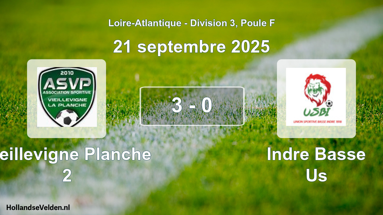 Gespeelde wedstrijd: Vieillevigne Planche 2 - Indre Basse Us 3 - 0 (21 septembre 2025)
