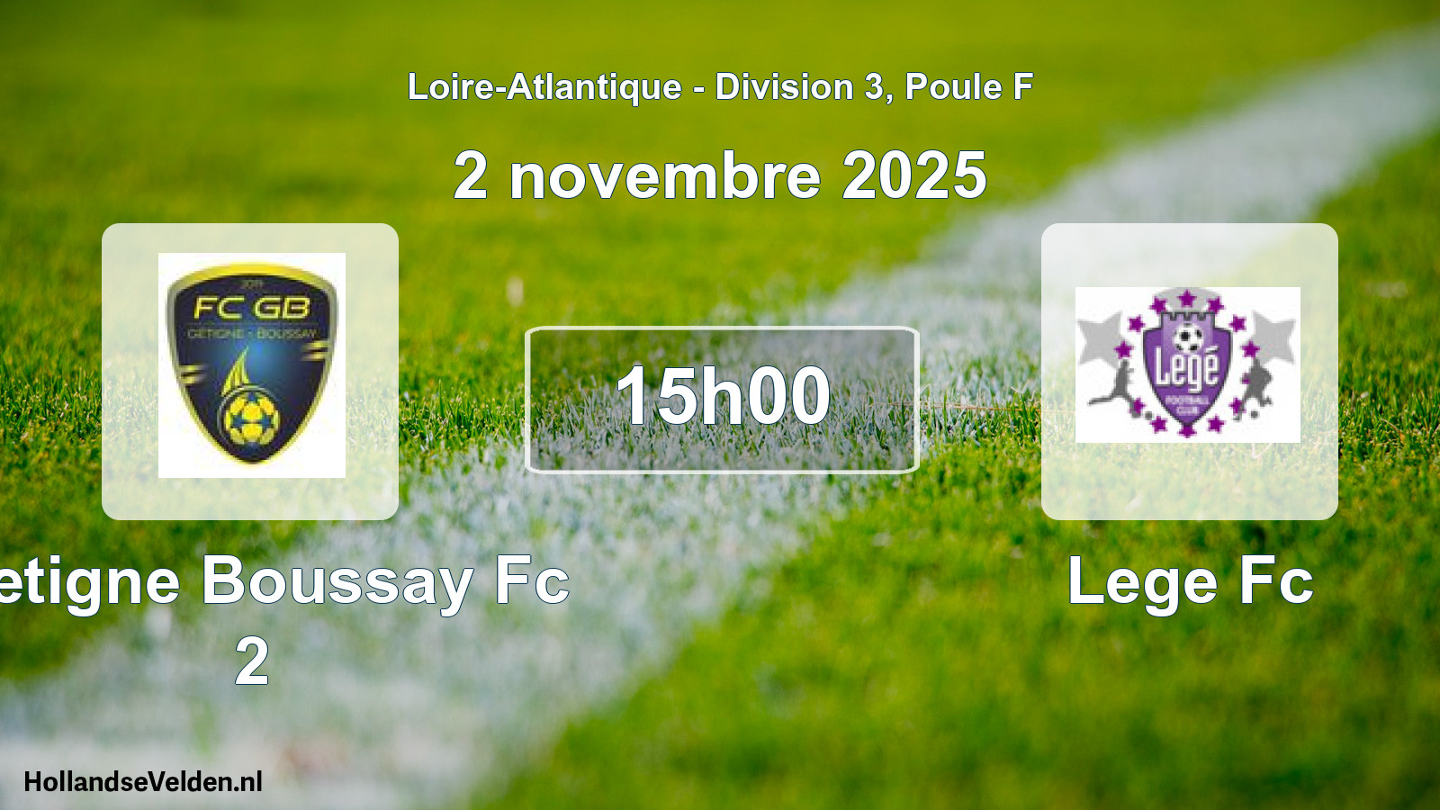 Scheduled Match: Getigne Boussay Fc 2 - Lege Fc (2 November 2025)