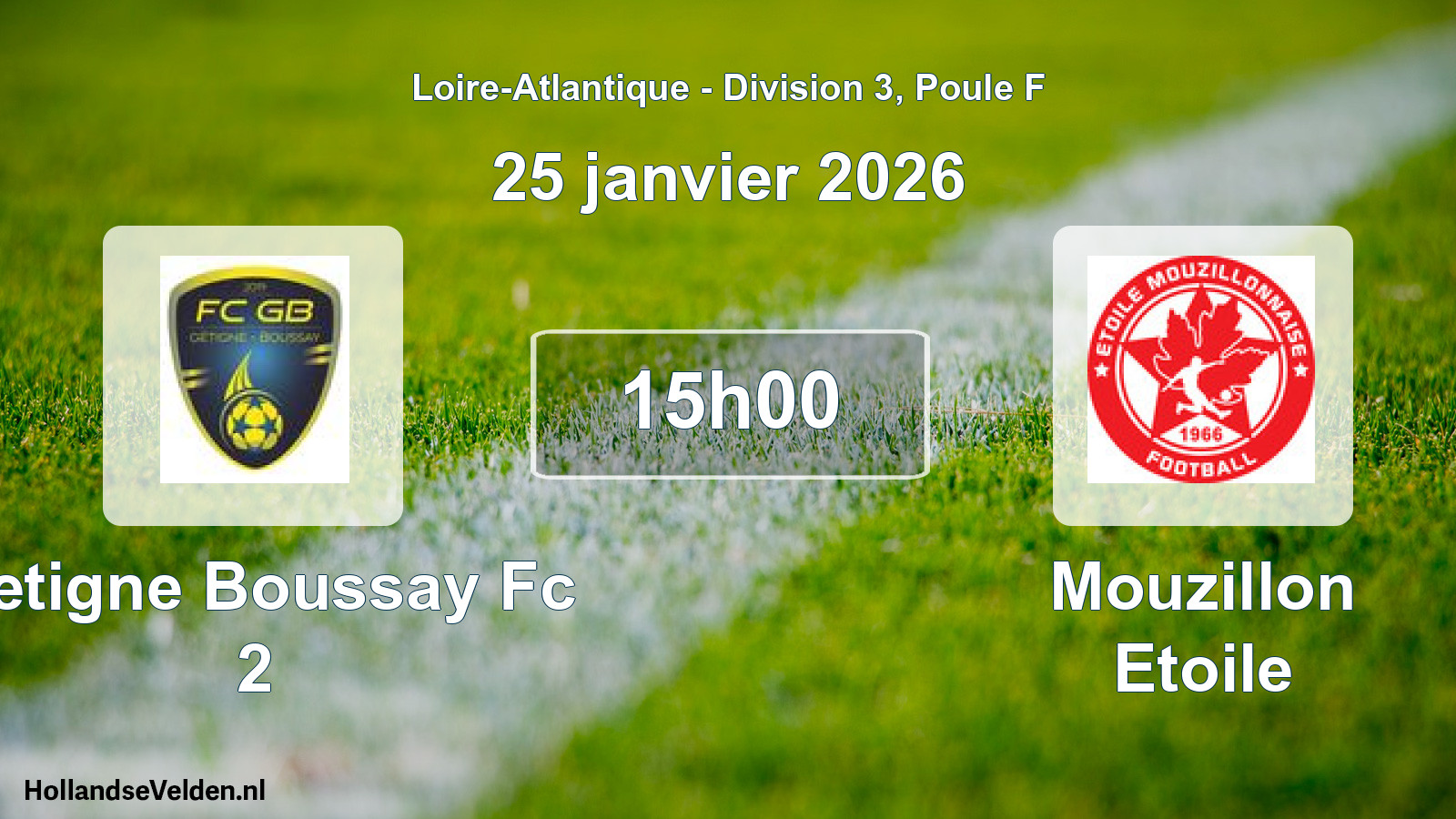 Scheduled Match: Getigne Boussay Fc 2 - Mouzillon Etoile (25 January 2026)