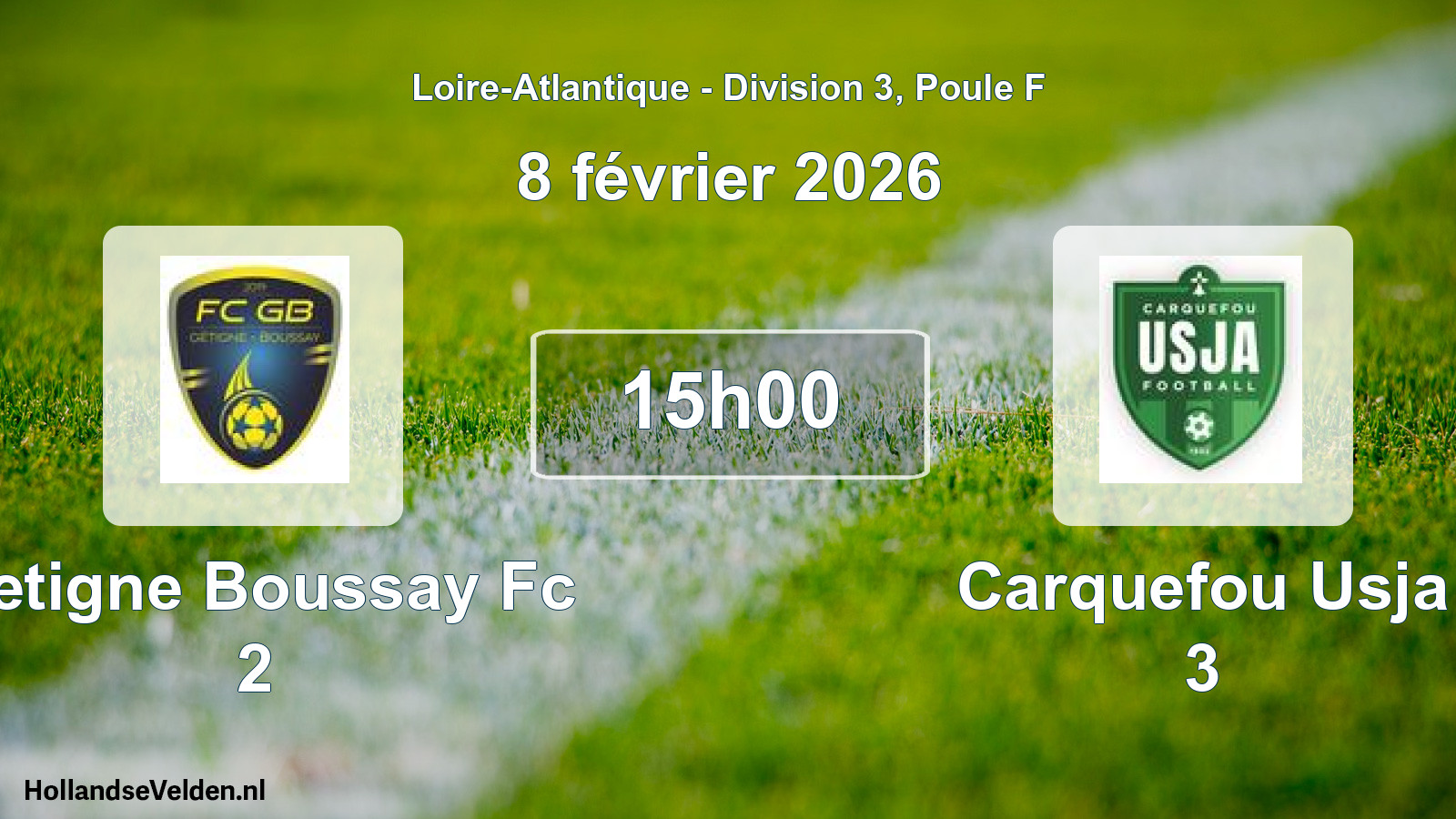 Geplande wedstrijd: Getigne Boussay Fc 2 - Carquefou Usja 3 (8 februari 2026)