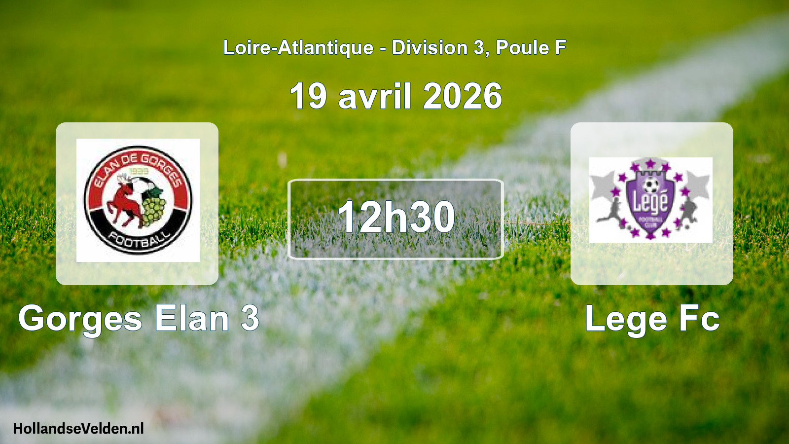 Geplande wedstrijd: Gorges Elan 3 - Lege Fc (19 april 2026)