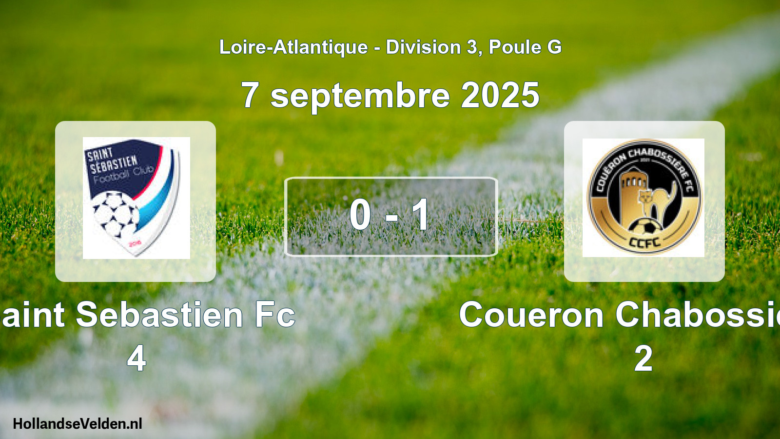 Gespeelde wedstrijd: Saint Sebastien Fc 4 - Coueron Chabossiere 2 0 - 1 (7 septembre 2025)