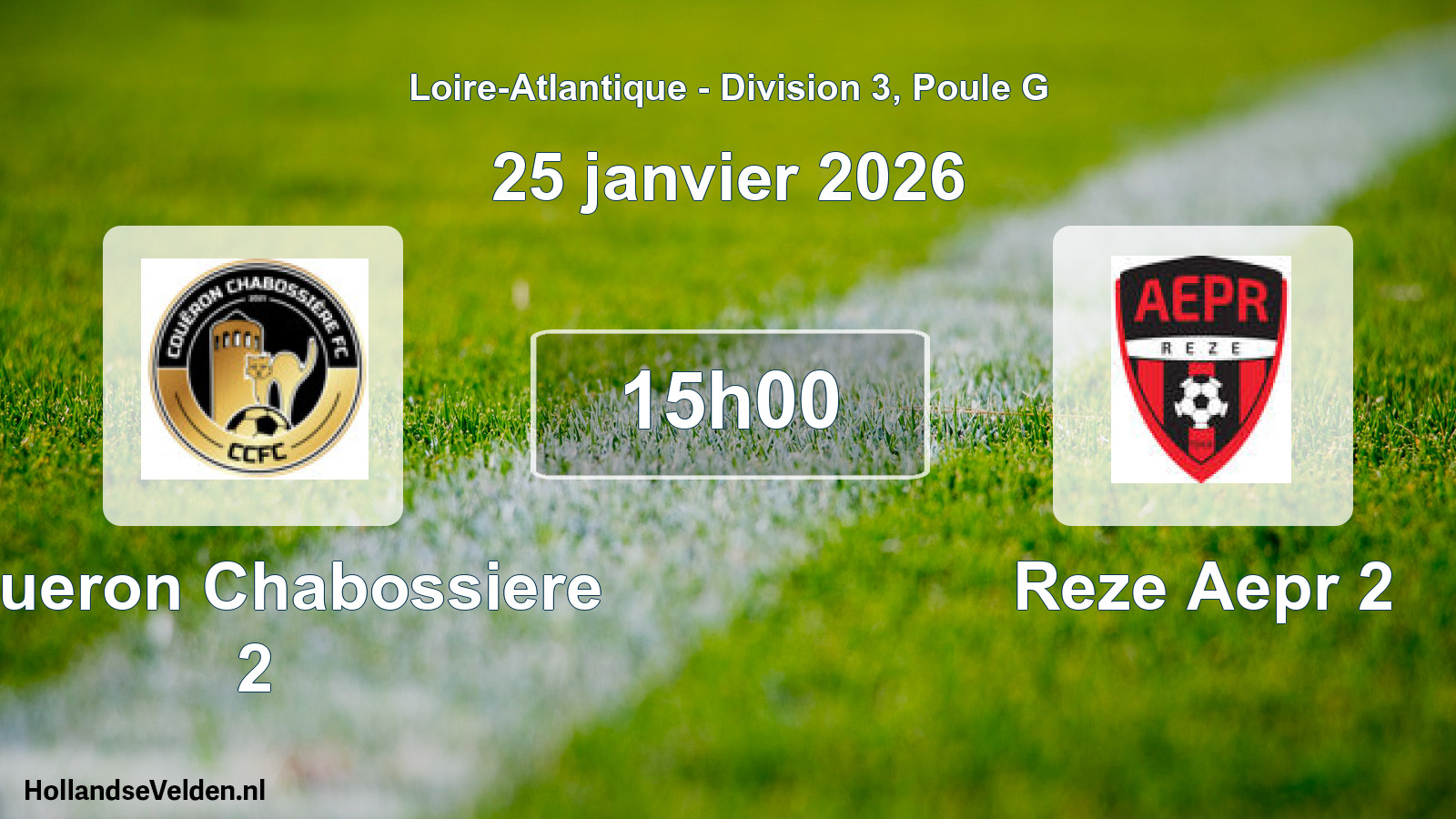 Geplande wedstrijd: Coueron Chabossiere 2 - Reze Aepr 2 (25 janvier 2026)