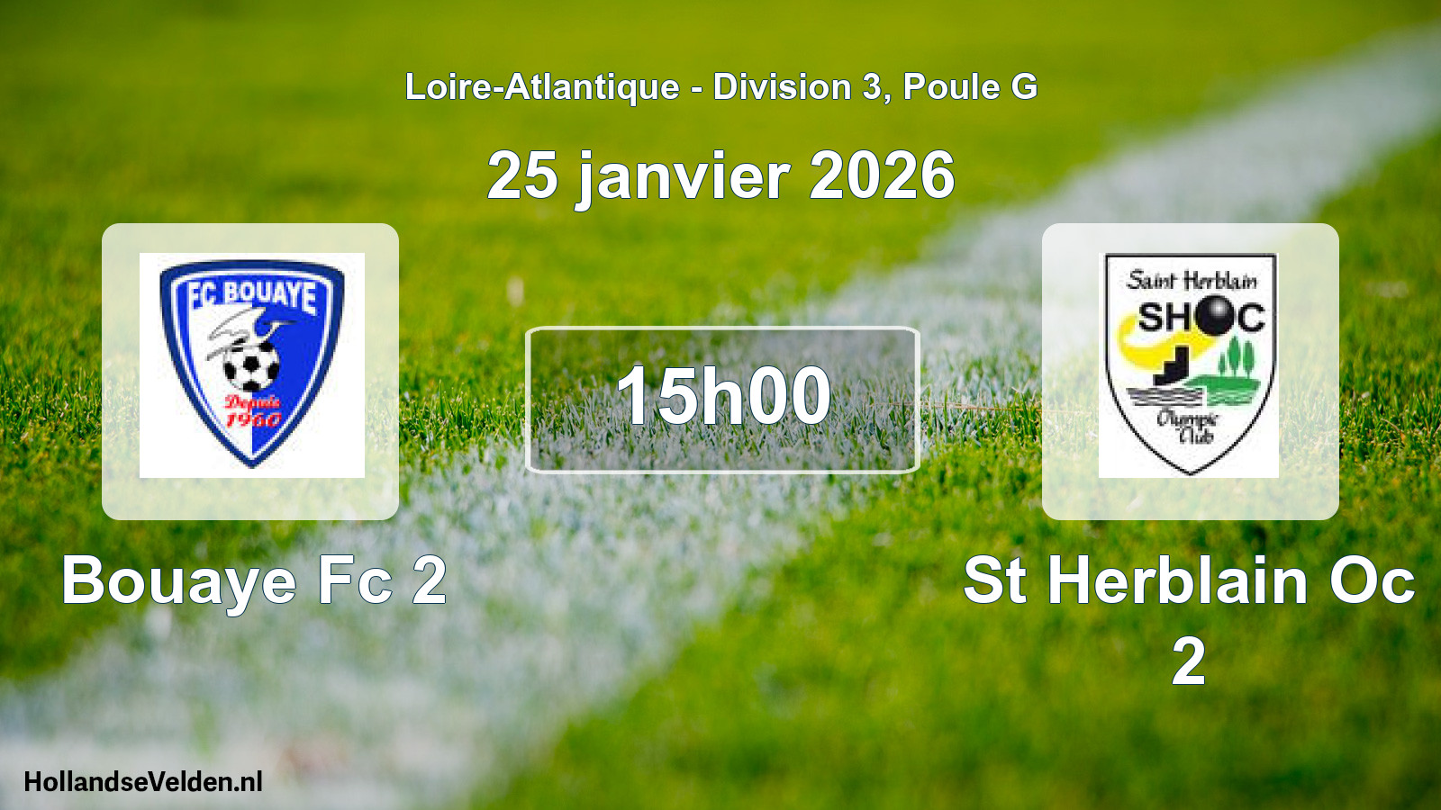 Geplande wedstrijd: Bouaye Fc 2 - St Herblain Oc 2 (25 janvier 2026)