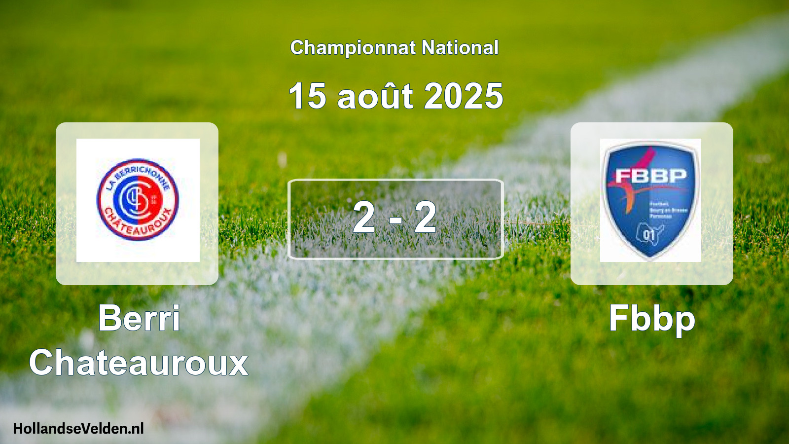 Gespeelde wedstrijd: Berri Chateauroux - Fbbp 2 - 2 (15 augustus 2025)