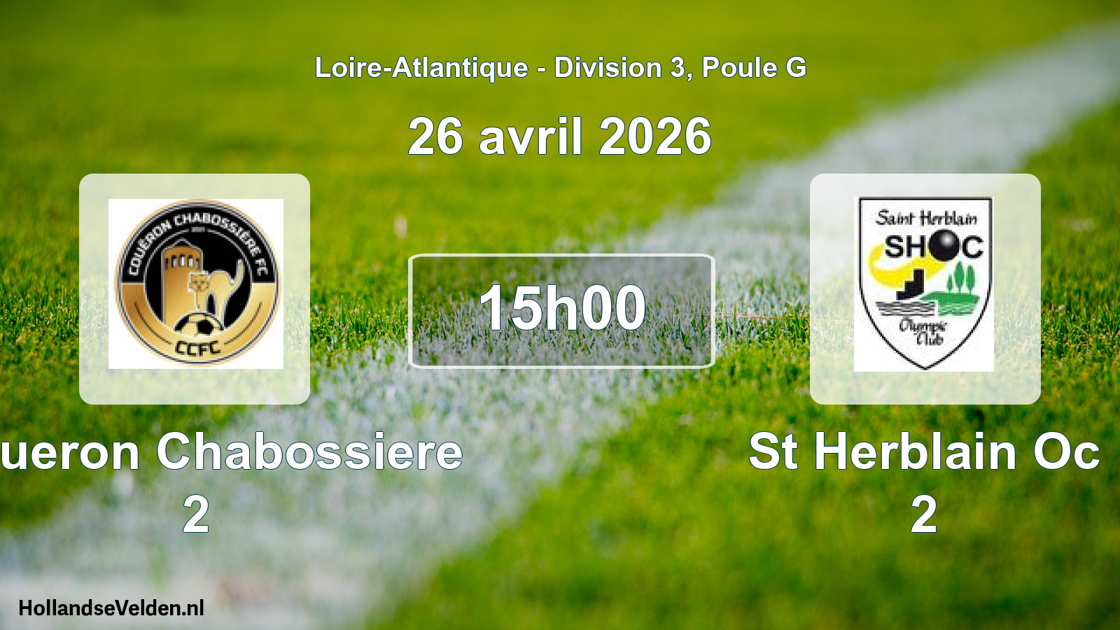 Geplande wedstrijd: Coueron Chabossiere 2 - St Herblain Oc 2 (26 avril 2026)