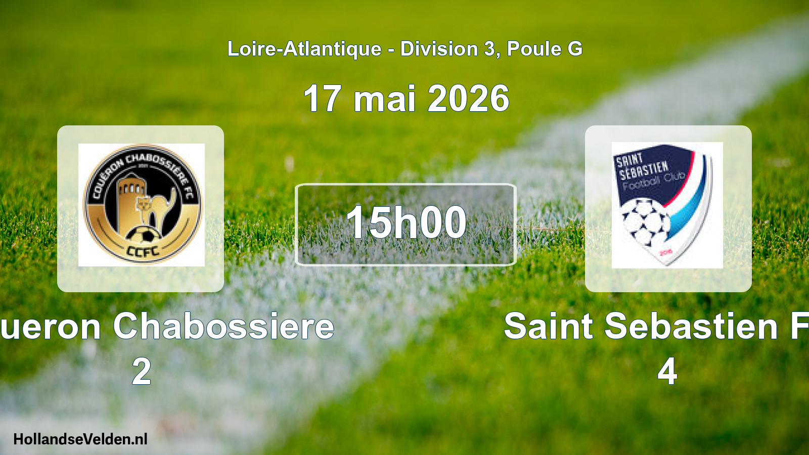 Geplande wedstrijd: Coueron Chabossiere 2 - Saint Sebastien Fc 4 (17 mai 2026)