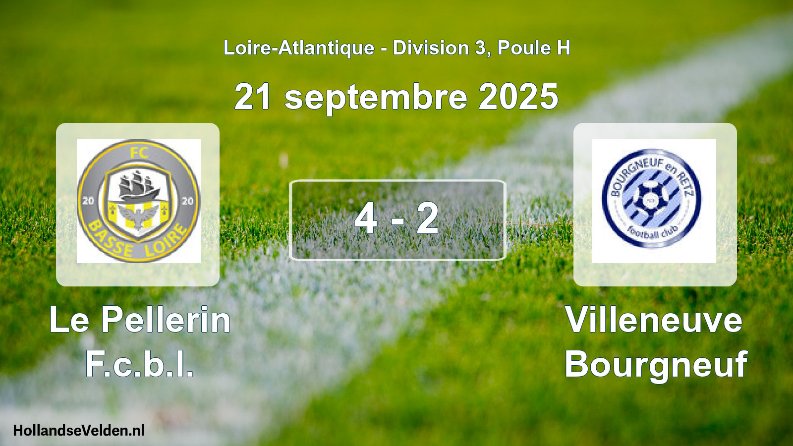 Total number of matches played: Le Pellerin F.c.b.l. - Villeneuve Bourgneuf 4 - 2 (21 September 2025)