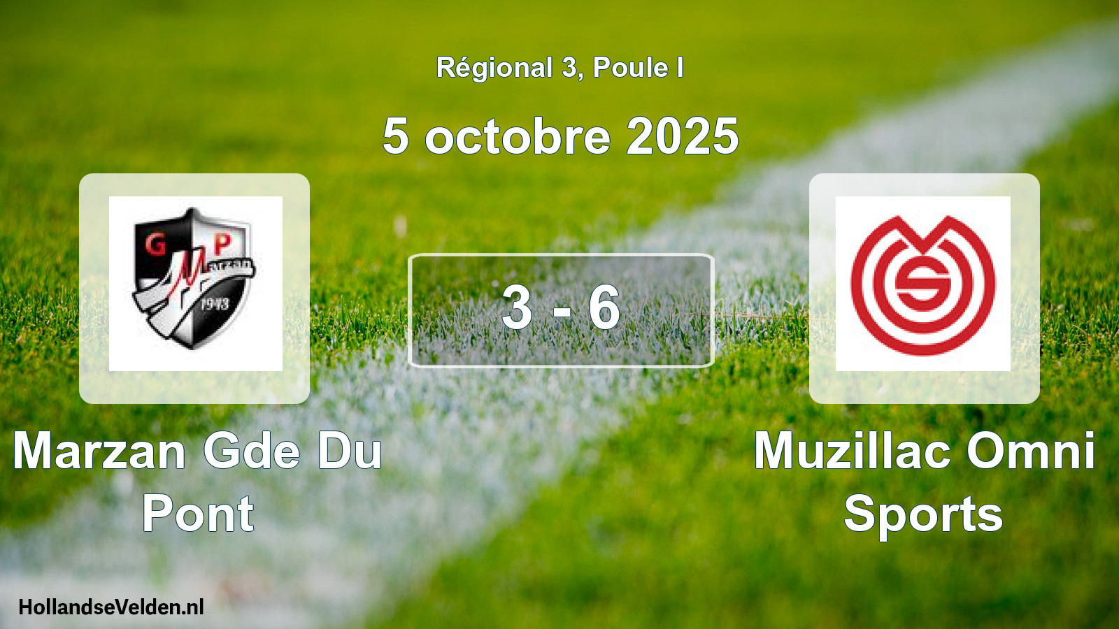 Total number of matches played: Marzan Gde Du Pont - Muzillac Omni Sports 3 - 6 (5 October 2025)