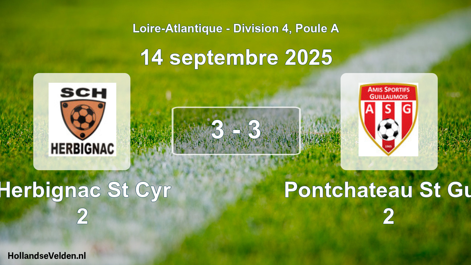 Total number of matches played: Herbignac St Cyr 2 - Pontchateau St Guill 2 3 - 3 (14 September 2025)