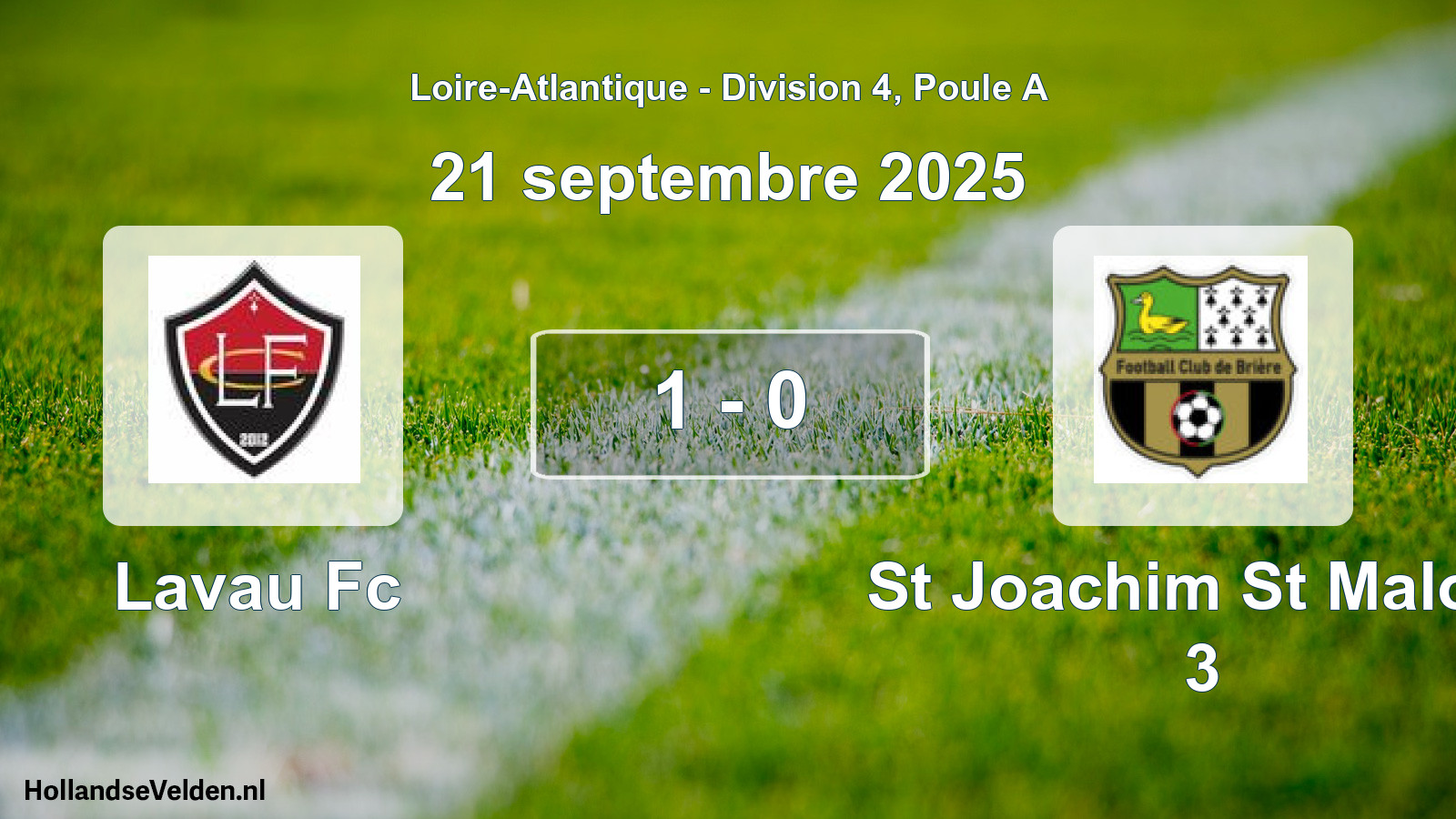 Gespeelde wedstrijd: Lavau Fc - St Joachim St Malo F 3 1 - 0 (21 septembre 2025)