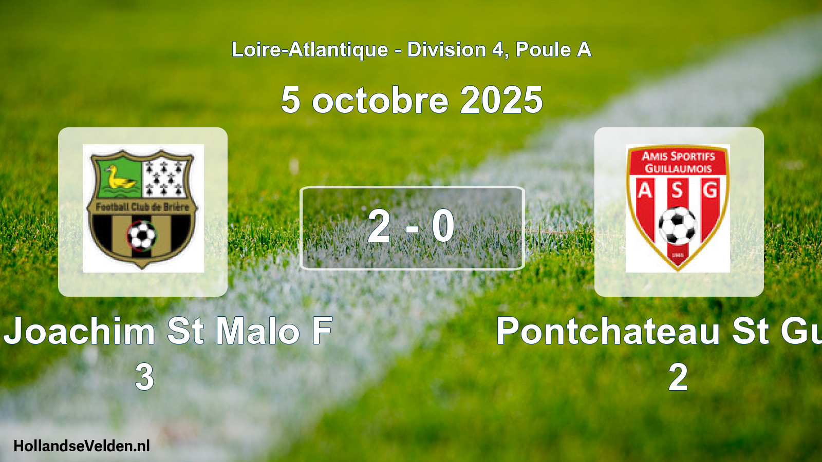 Total number of matches played: St Joachim St Malo F 3 - Pontchateau St Guill 2 2 - 0 (5 October 2025)