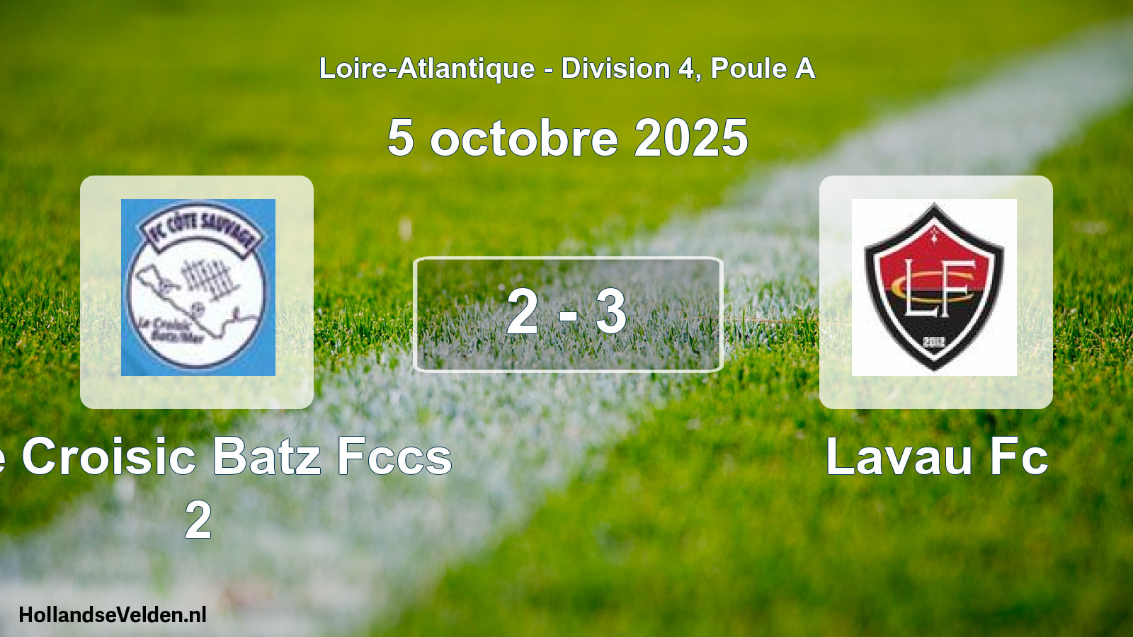 Gespeelde wedstrijd: Le Croisic Batz Fccs 2 - Lavau Fc 2 - 3 (5 oktober 2025)