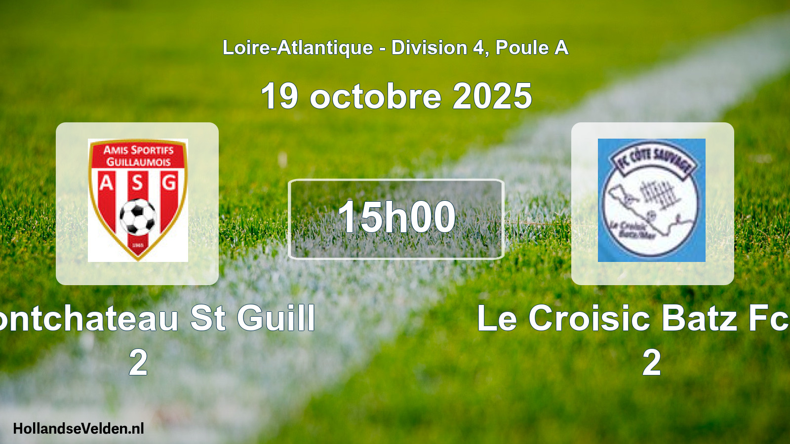 Geplande wedstrijd: Pontchateau St Guill 2 - Le Croisic Batz Fccs 2 (19 octobre 2025)