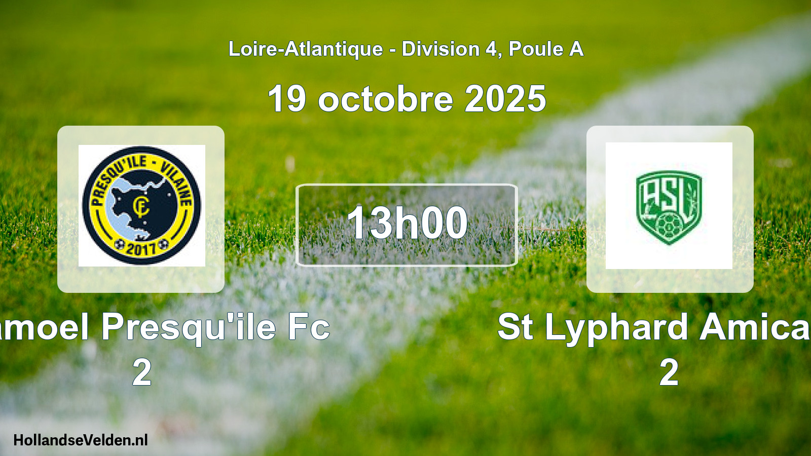 Geplande wedstrijd: Camoel Presqu'ile Fc 2 - St Lyphard Amicale 2 (19 octobre 2025)