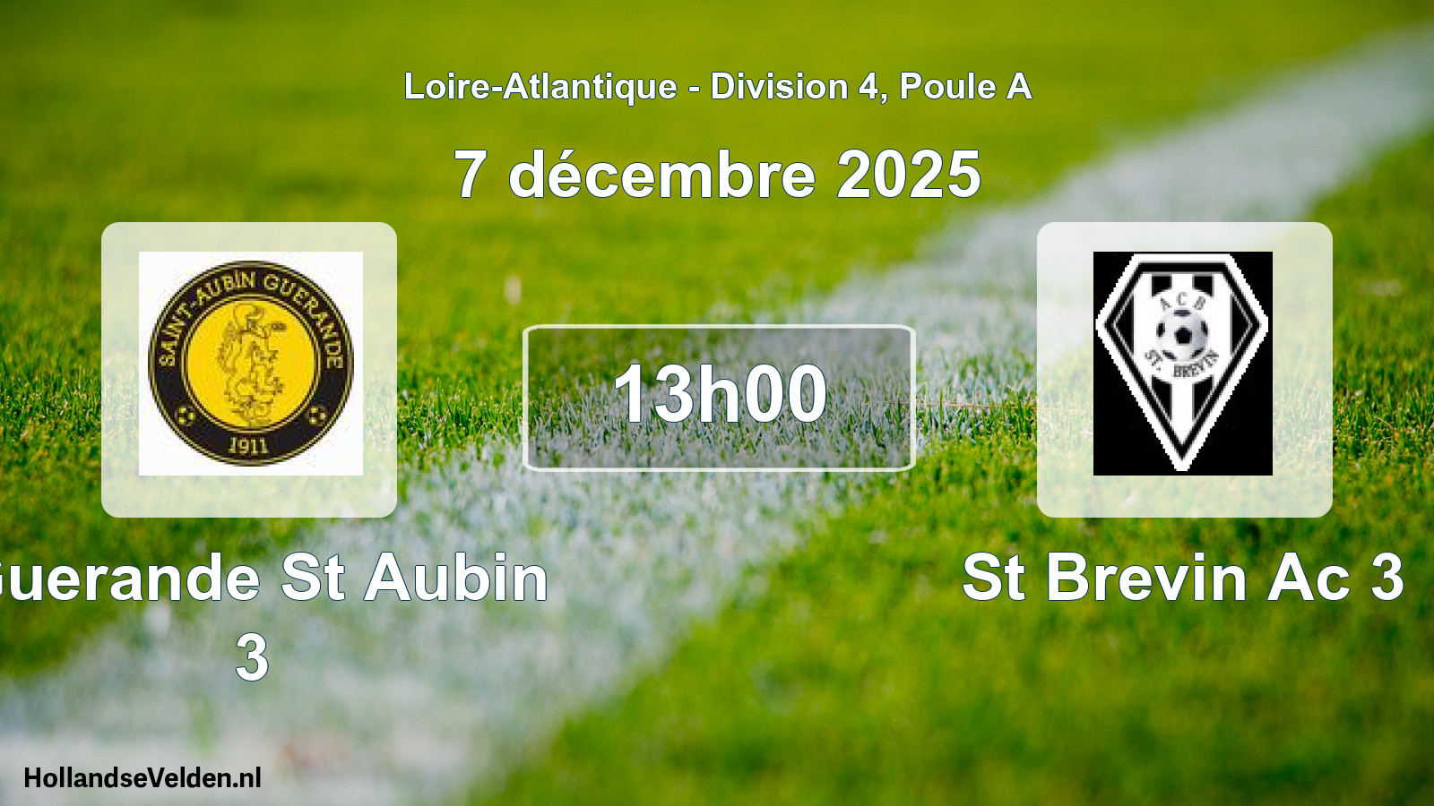 Geplande wedstrijd: Guerande St Aubin 3 - St Brevin Ac 3 (7 december 2025)