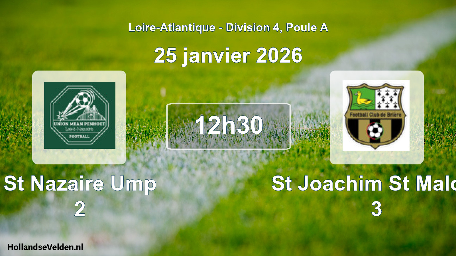 Geplande wedstrijd: St Nazaire Ump 2 - St Joachim St Malo F 3 (25 januari 2026)