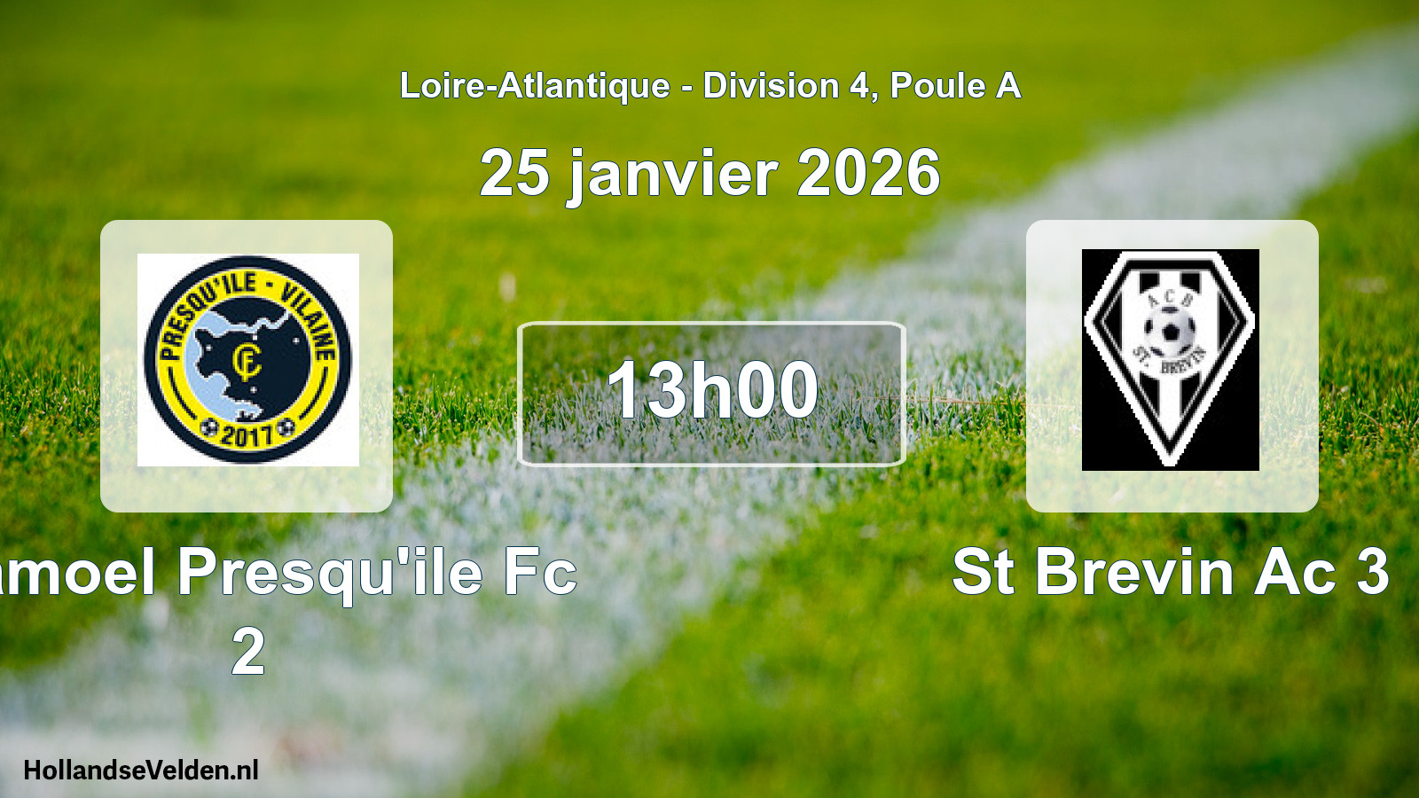 Geplande wedstrijd: Camoel Presqu'ile Fc 2 - St Brevin Ac 3 (25 janvier 2026)