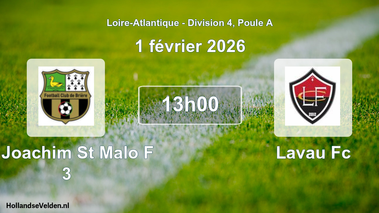 Geplande wedstrijd: St Joachim St Malo F 3 - Lavau Fc (1 février 2026)