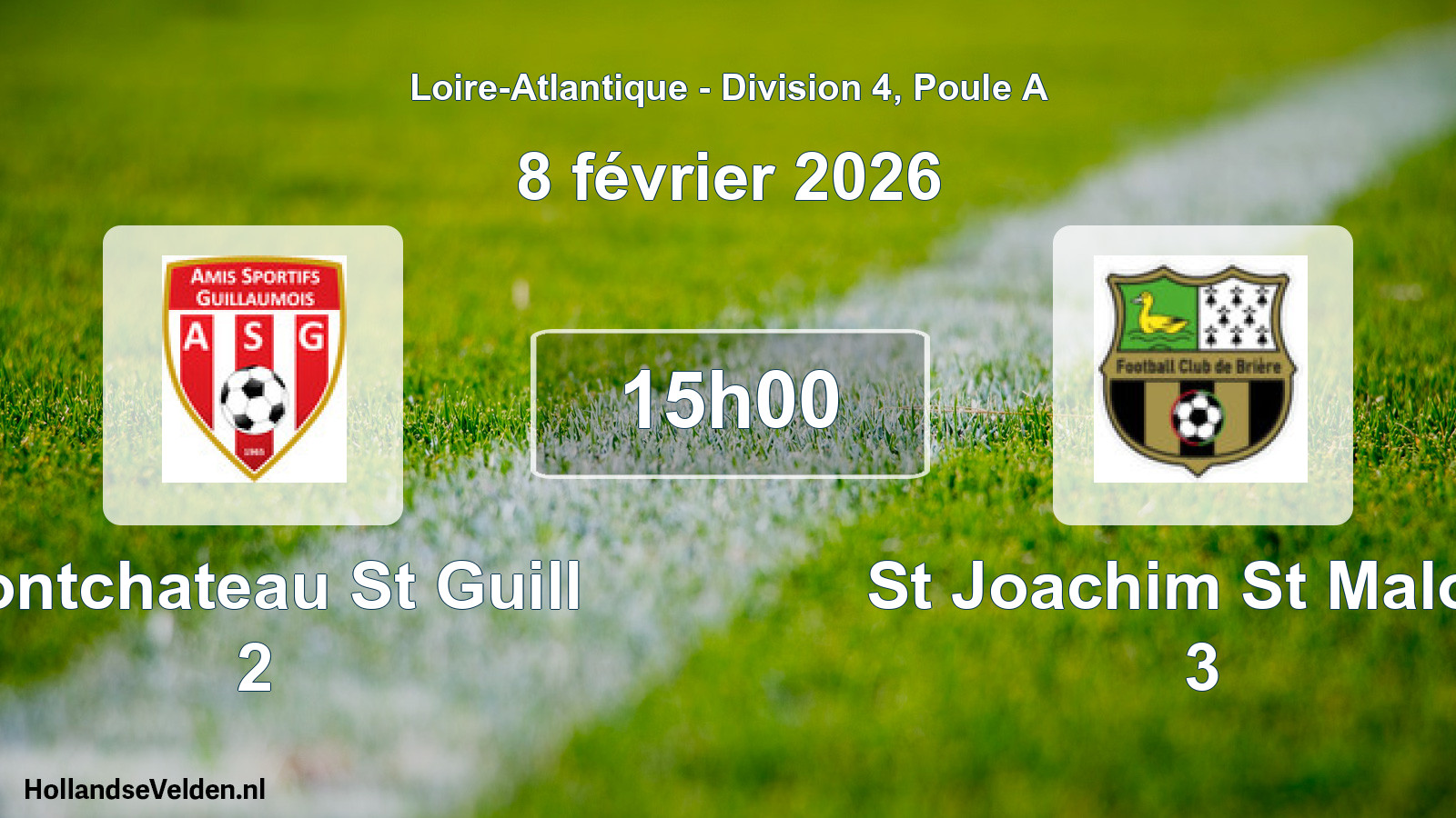 Geplande wedstrijd: Pontchateau St Guill 2 - St Joachim St Malo F 3 (8 februari 2026)