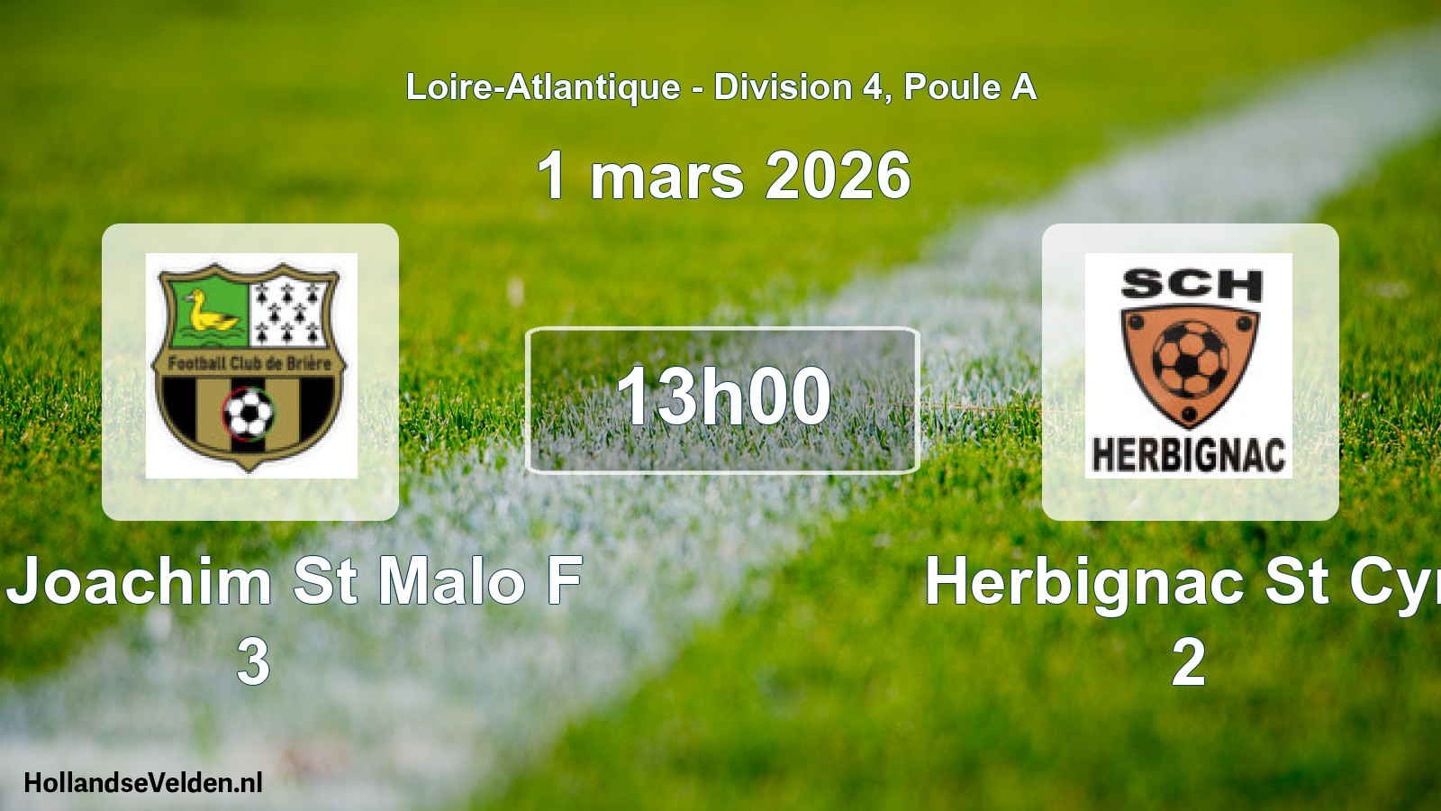Geplande wedstrijd: St Joachim St Malo F 3 - Herbignac St Cyr 2 (1 maart 2026)