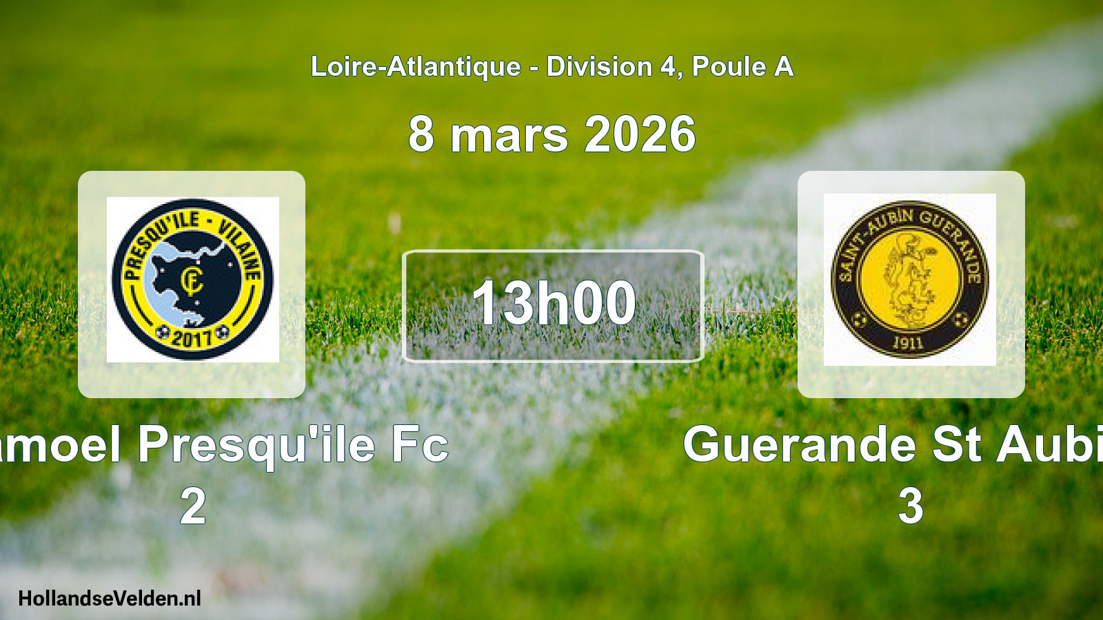 Scheduled Match: Camoel Presqu'ile Fc 2 - Guerande St Aubin 3 (8 March 2026)