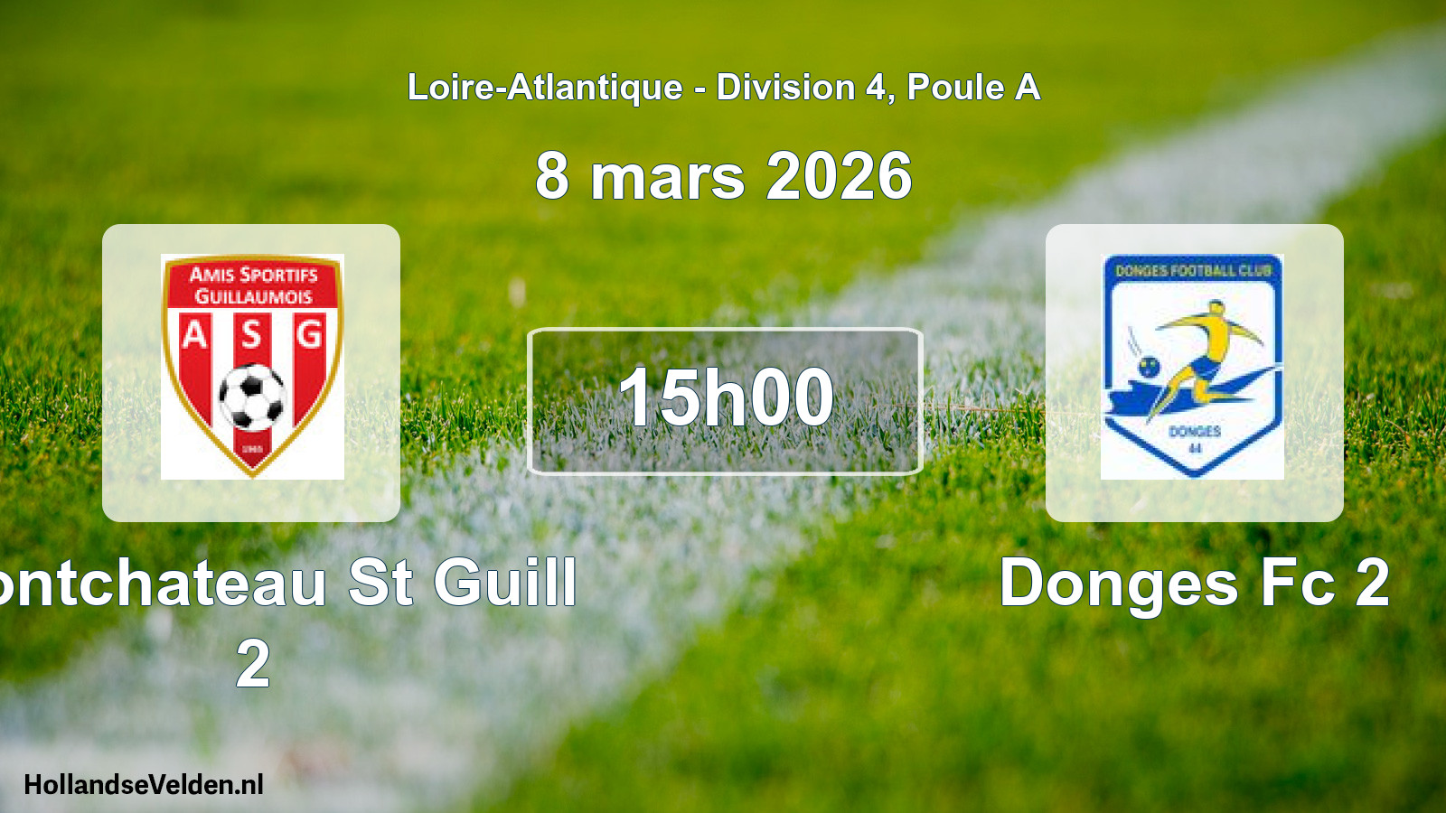 Geplande wedstrijd: Pontchateau St Guill 2 - Donges Fc 2 (8 mars 2026)