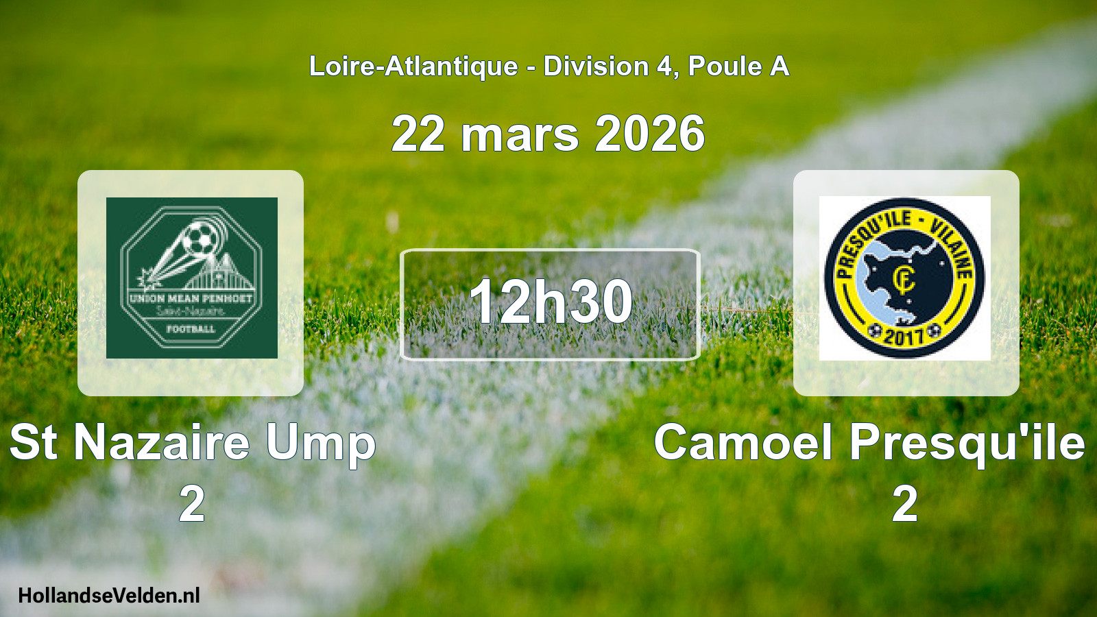 Geplande wedstrijd: St Nazaire Ump 2 - Camoel Presqu'ile Fc 2 (22 mars 2026)