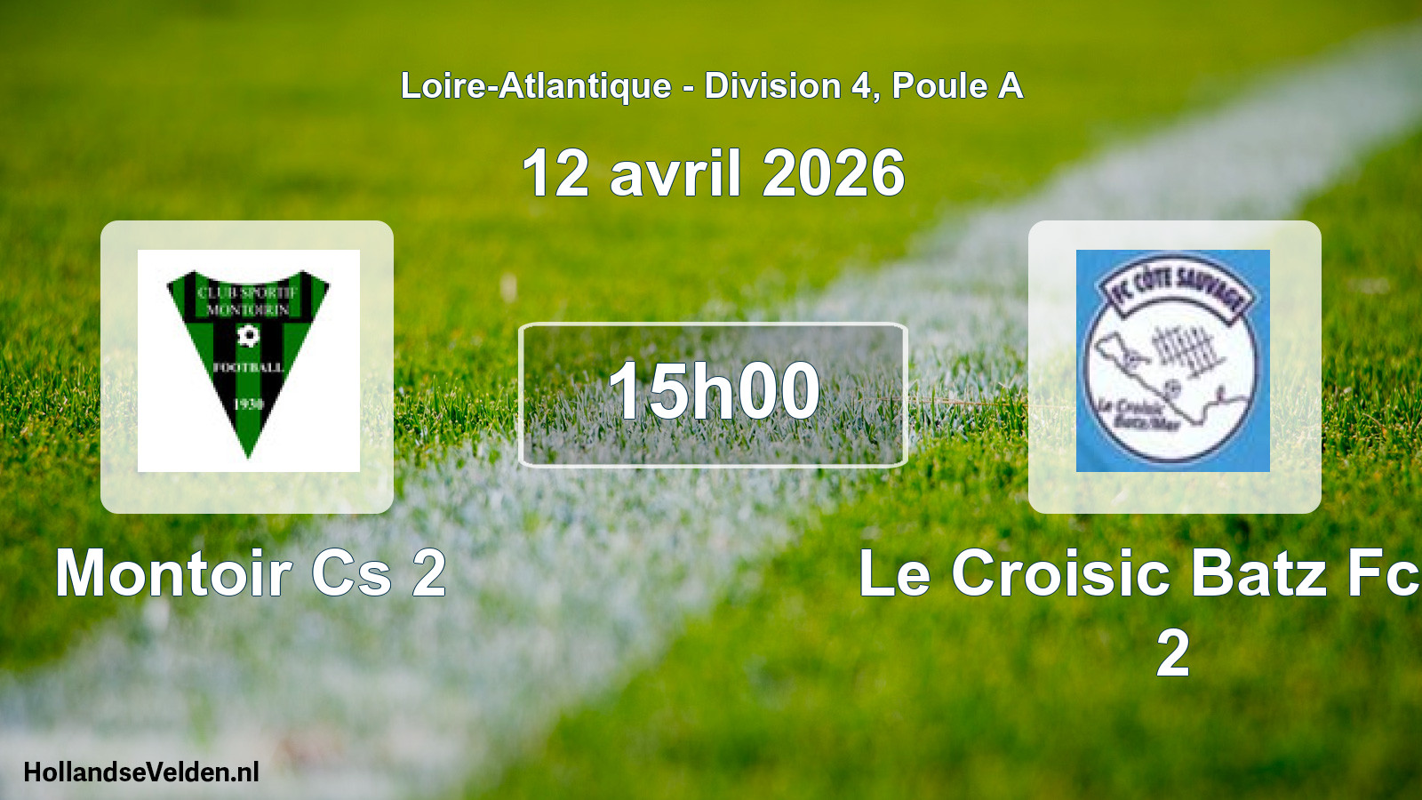 Geplande wedstrijd: Montoir Cs 2 - Le Croisic Batz Fccs 2 (12 avril 2026)