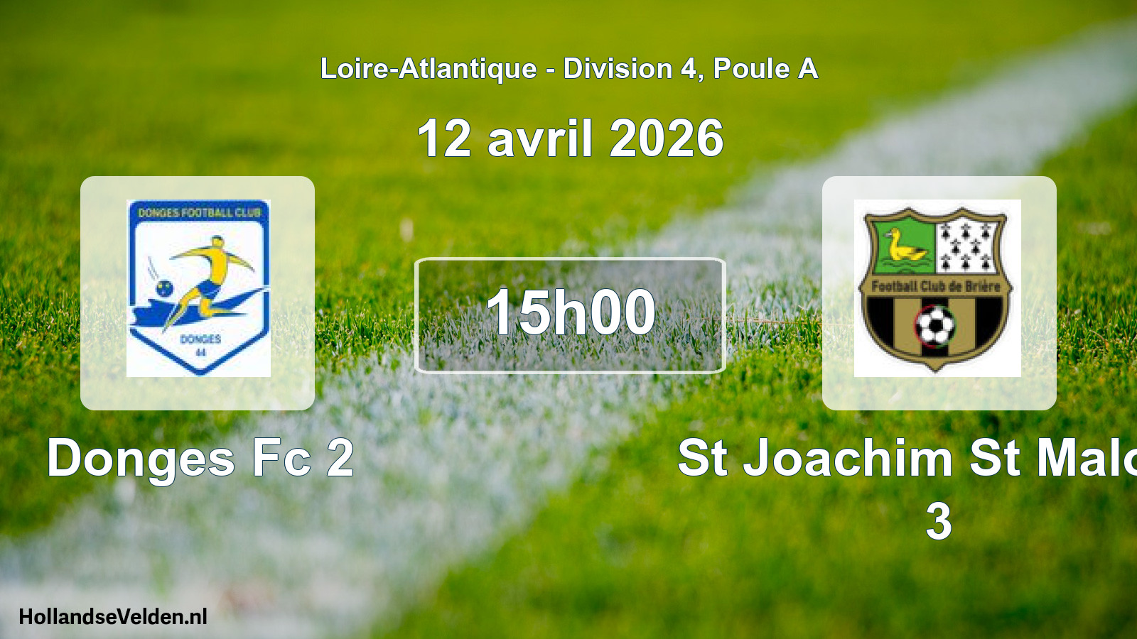 Geplande wedstrijd: Donges Fc 2 - St Joachim St Malo F 3 (12 avril 2026)