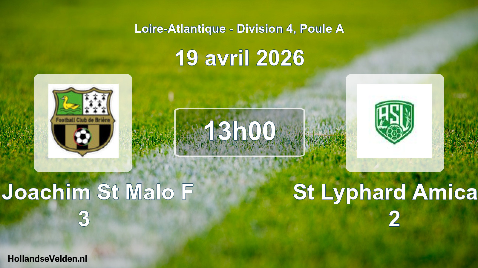 Geplande wedstrijd: St Joachim St Malo F 3 - St Lyphard Amicale 2 (19 avril 2026)