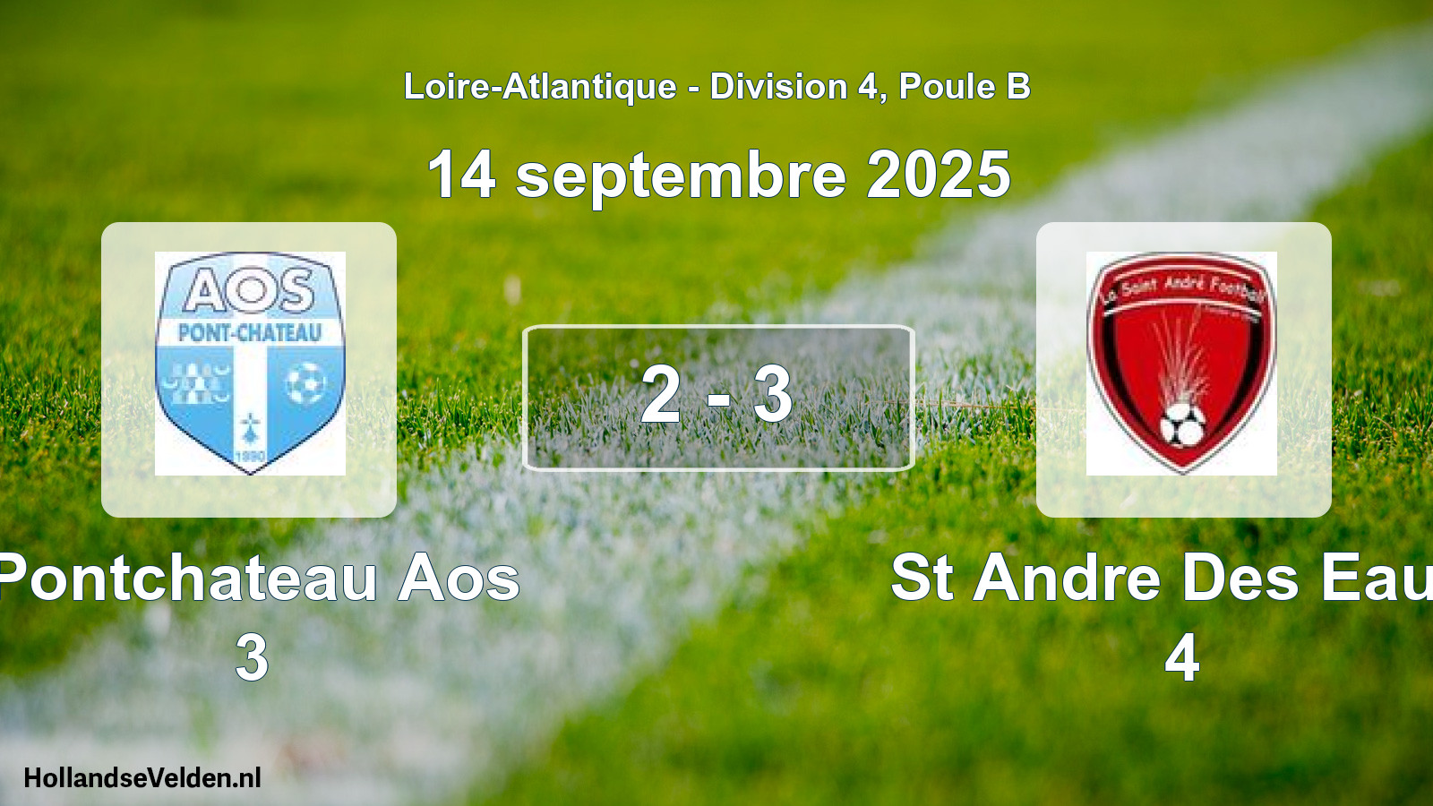 Total number of matches played: Pontchateau Aos 3 - St Andre Des Eaux 4 2 - 3 (14 September 2025)