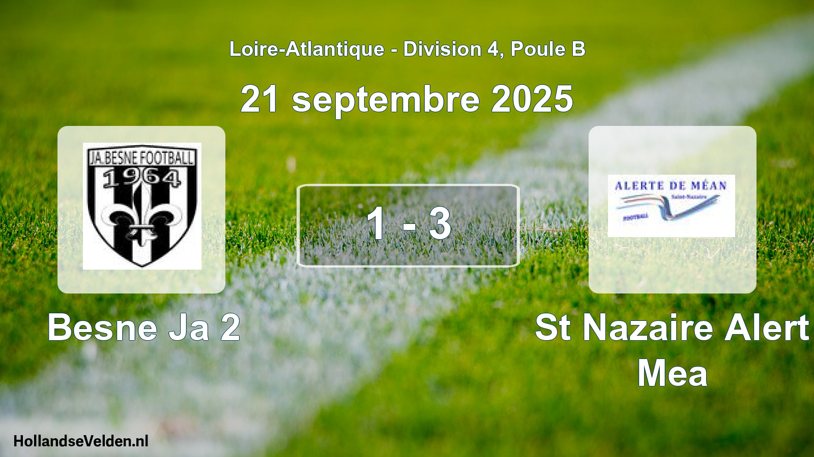 Gespeelde wedstrijd: Besne Ja 2 - St Nazaire Alert Mea 1 - 3 (21 septembre 2025)