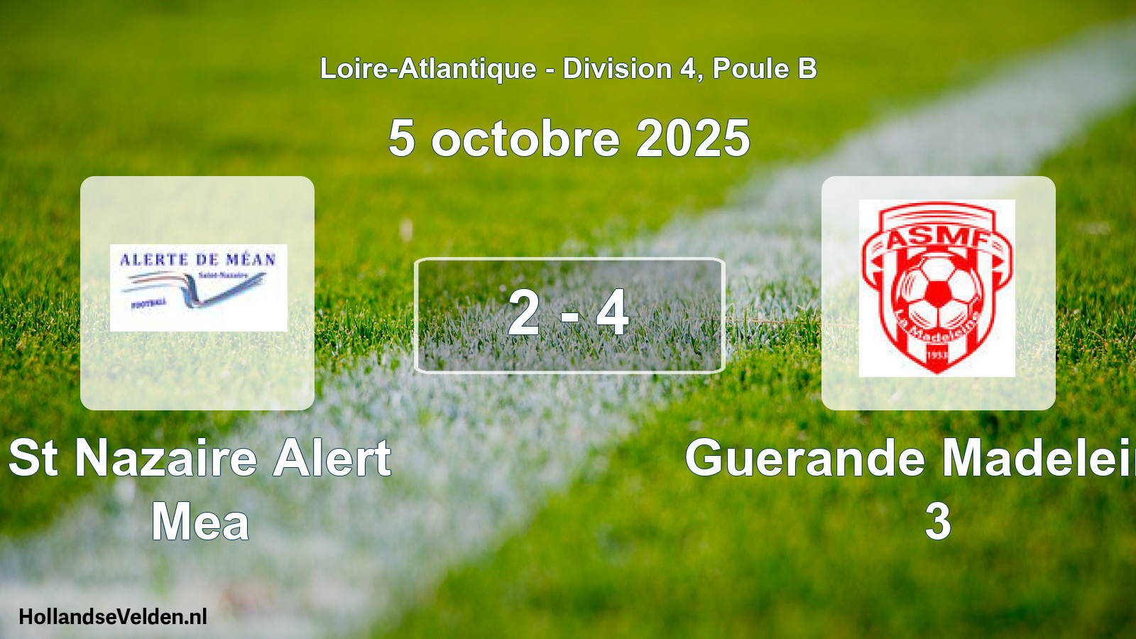Gespeelde wedstrijd: St Nazaire Alert Mea - Guerande Madeleine 3 2 - 4 (5 oktober 2025)