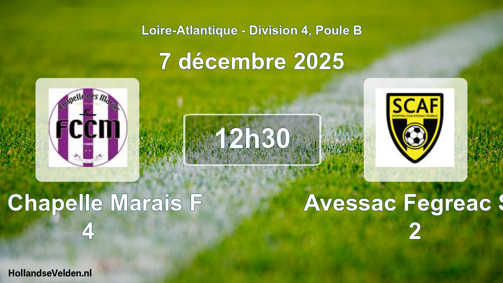 Geplande wedstrijd: La Chapelle Marais F 4 - Avessac Fegreac Sc 2 (7 décembre 2025)