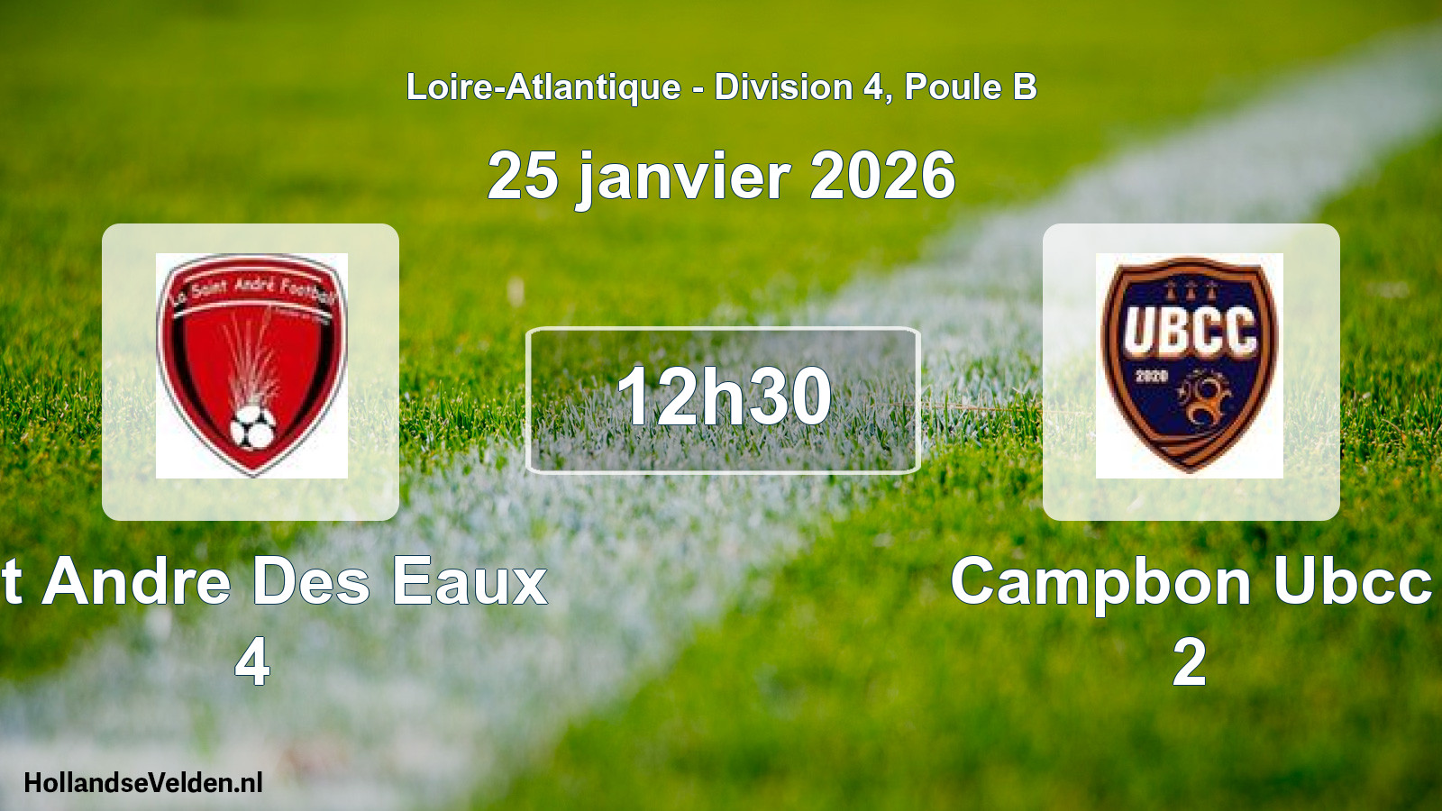 Geplande wedstrijd: St Andre Des Eaux 4 - Campbon Ubcc 2 (25 janvier 2026)