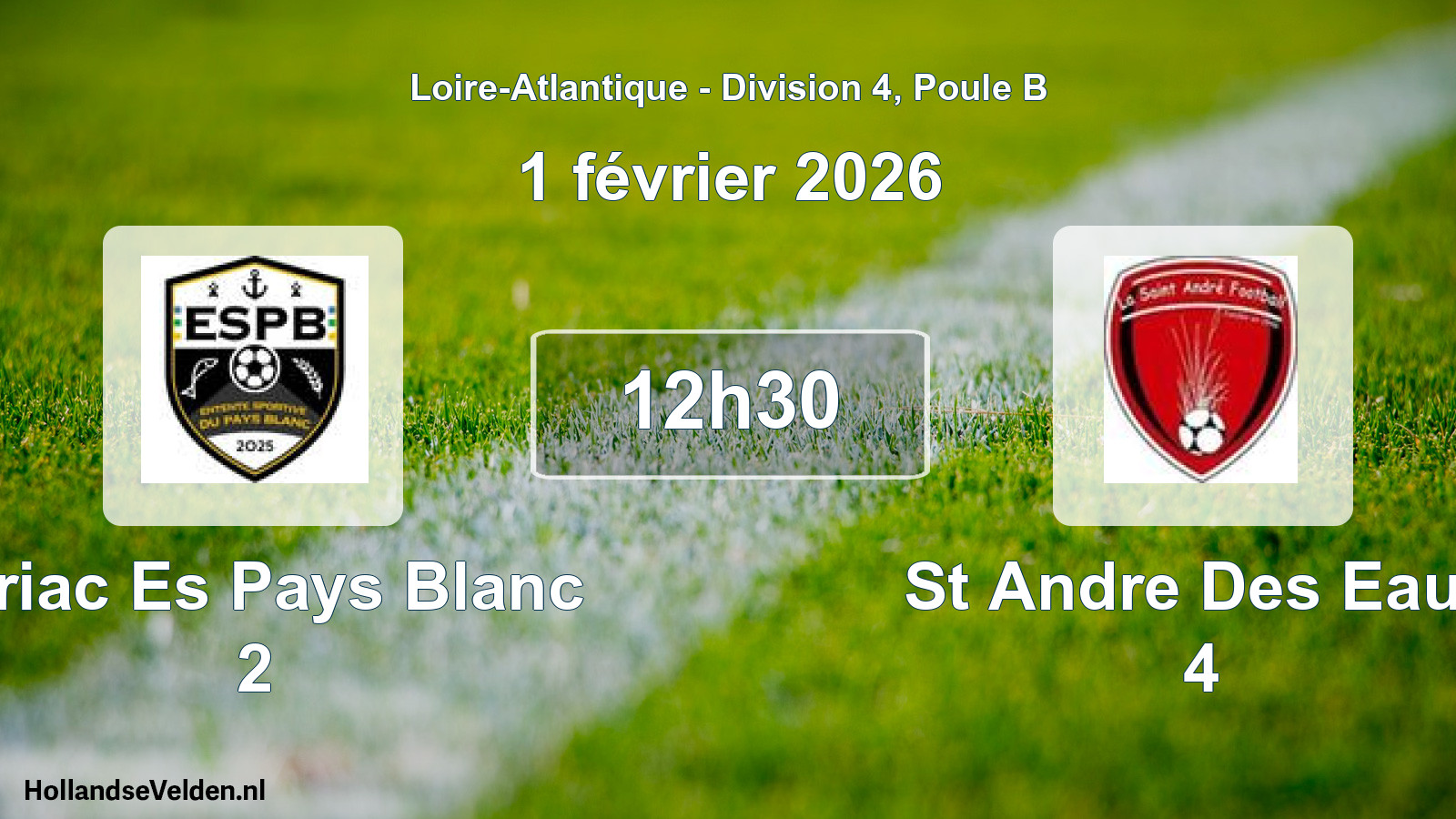 Scheduled Match: Piriac Es Pays Blanc 2 - St Andre Des Eaux 4 (1 February 2026)