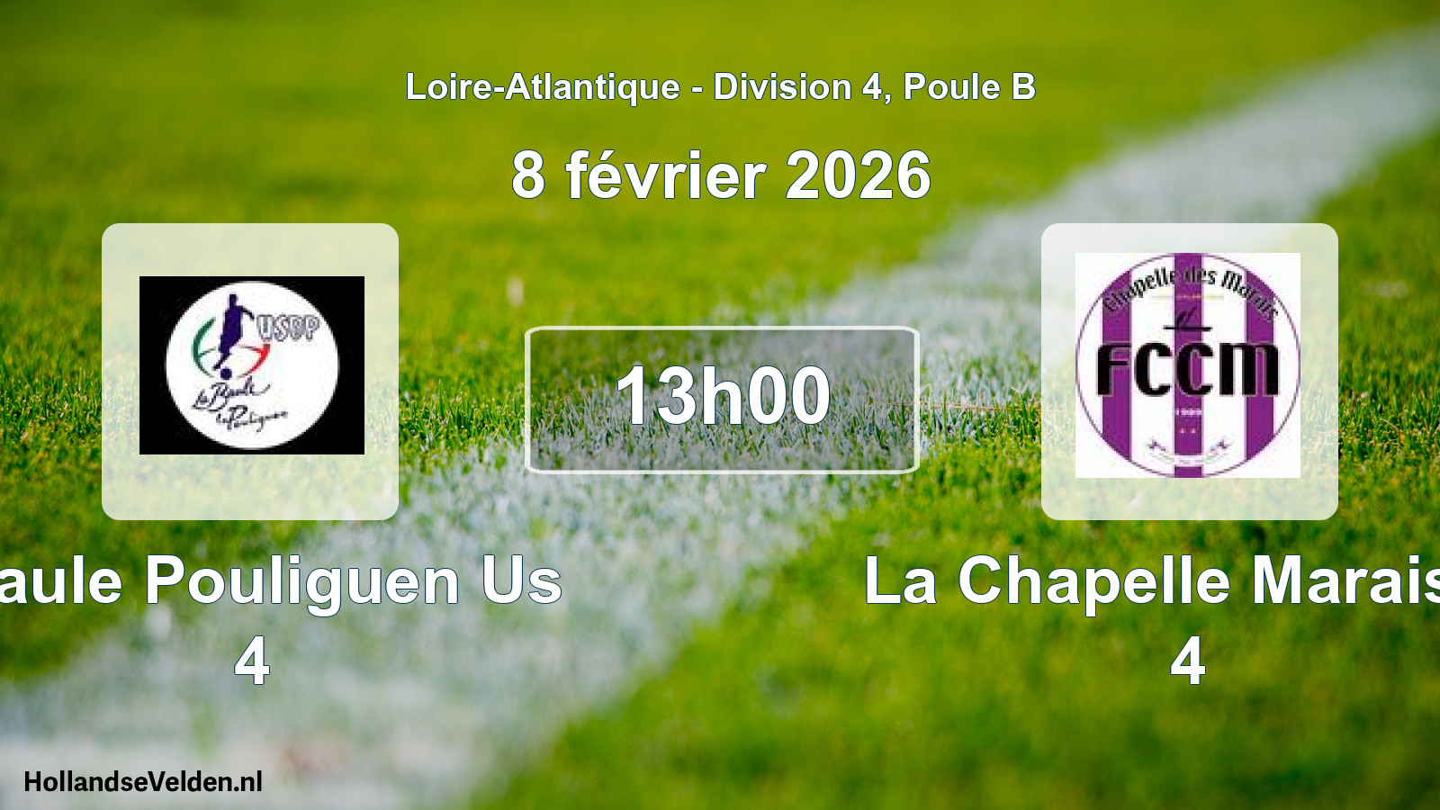 Geplande wedstrijd: Baule Pouliguen Us 4 - La Chapelle Marais F 4 (8 février 2026)