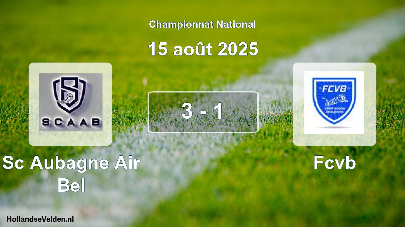 Gespeelde wedstrijd: Sc Aubagne Air Bel - Fcvb 3 - 1 (15 augustus 2025)