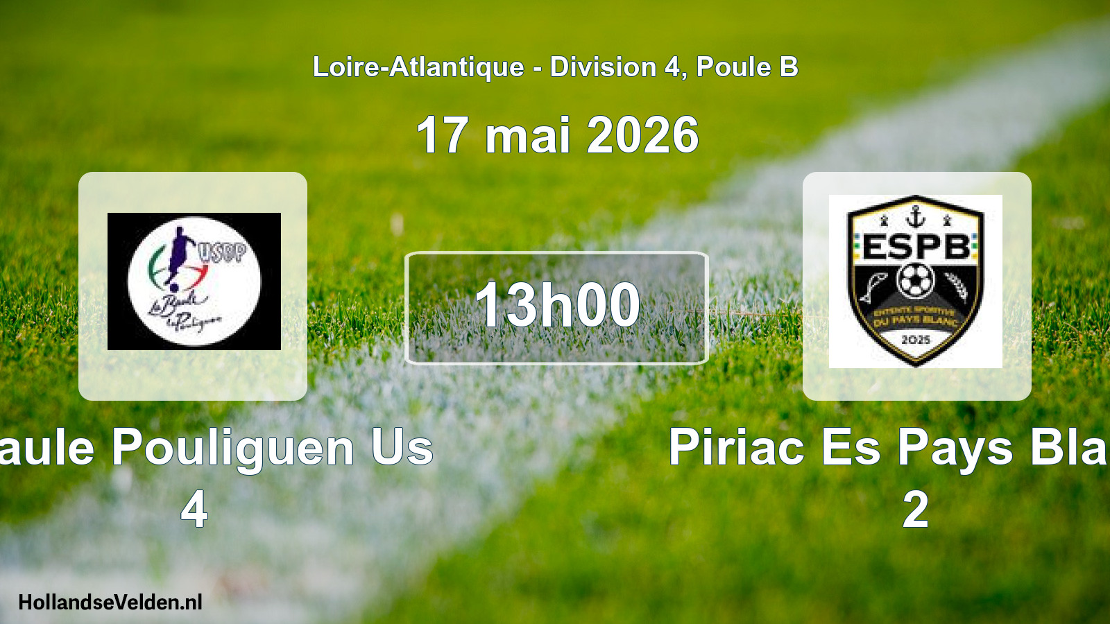 Geplande wedstrijd: Baule Pouliguen Us 4 - Piriac Es Pays Blanc 2 (17 mai 2026)