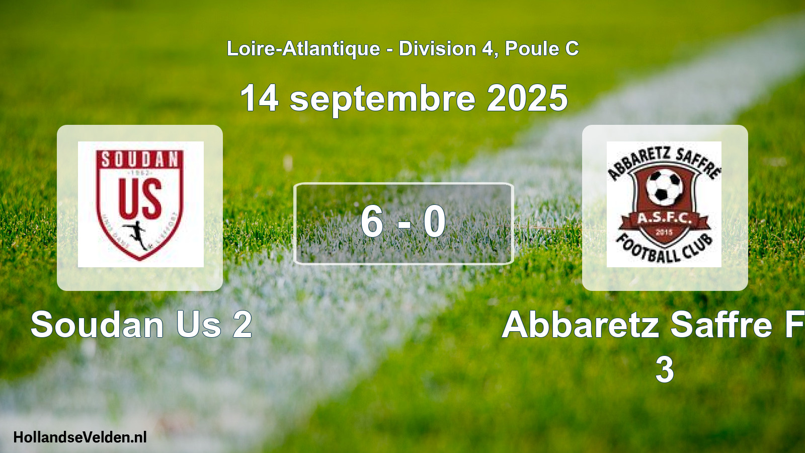 Gespeelde wedstrijd: Soudan Us 2 - Abbaretz Saffre Fc 3 6 - 0 (14 septembre 2025)