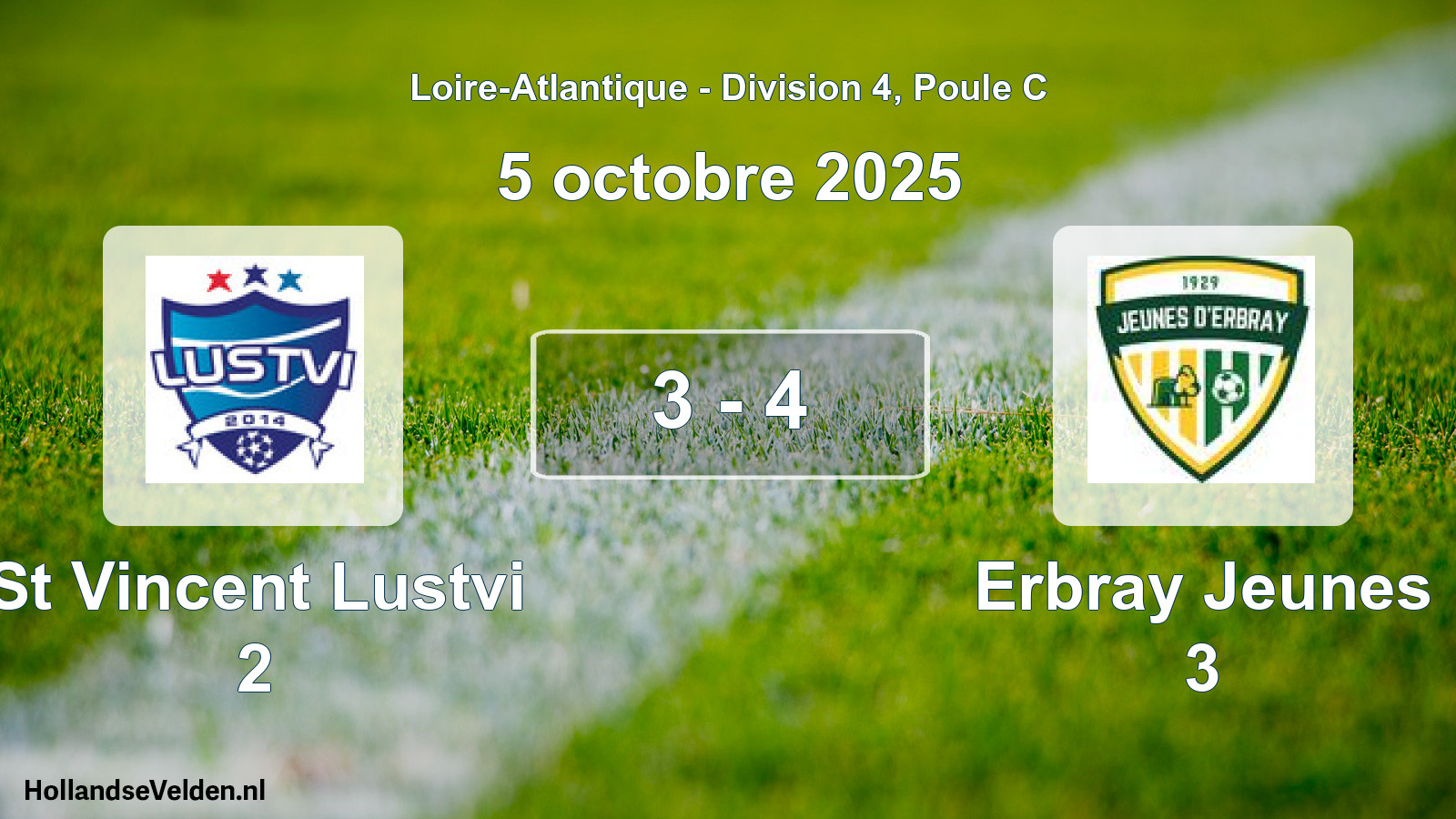 Total number of matches played: St Vincent Lustvi 2 - Erbray Jeunes 3 3 - 4 (5 October 2025)
