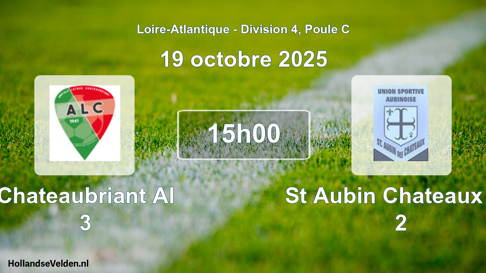 Geplande wedstrijd: Chateaubriant Al 3 - St Aubin Chateaux Us 2 (19 octobre 2025)